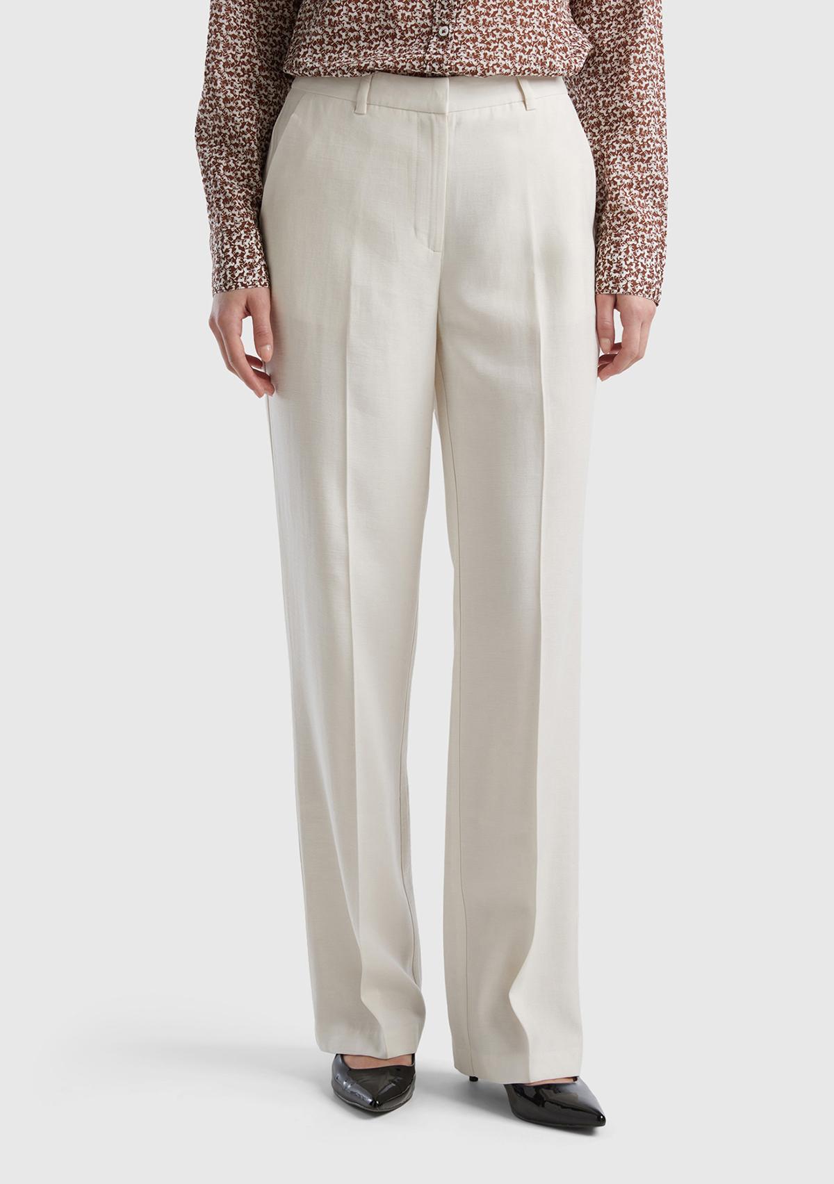 Kadın Krem Viskoz Karışımlı Bol Paça Pantolon