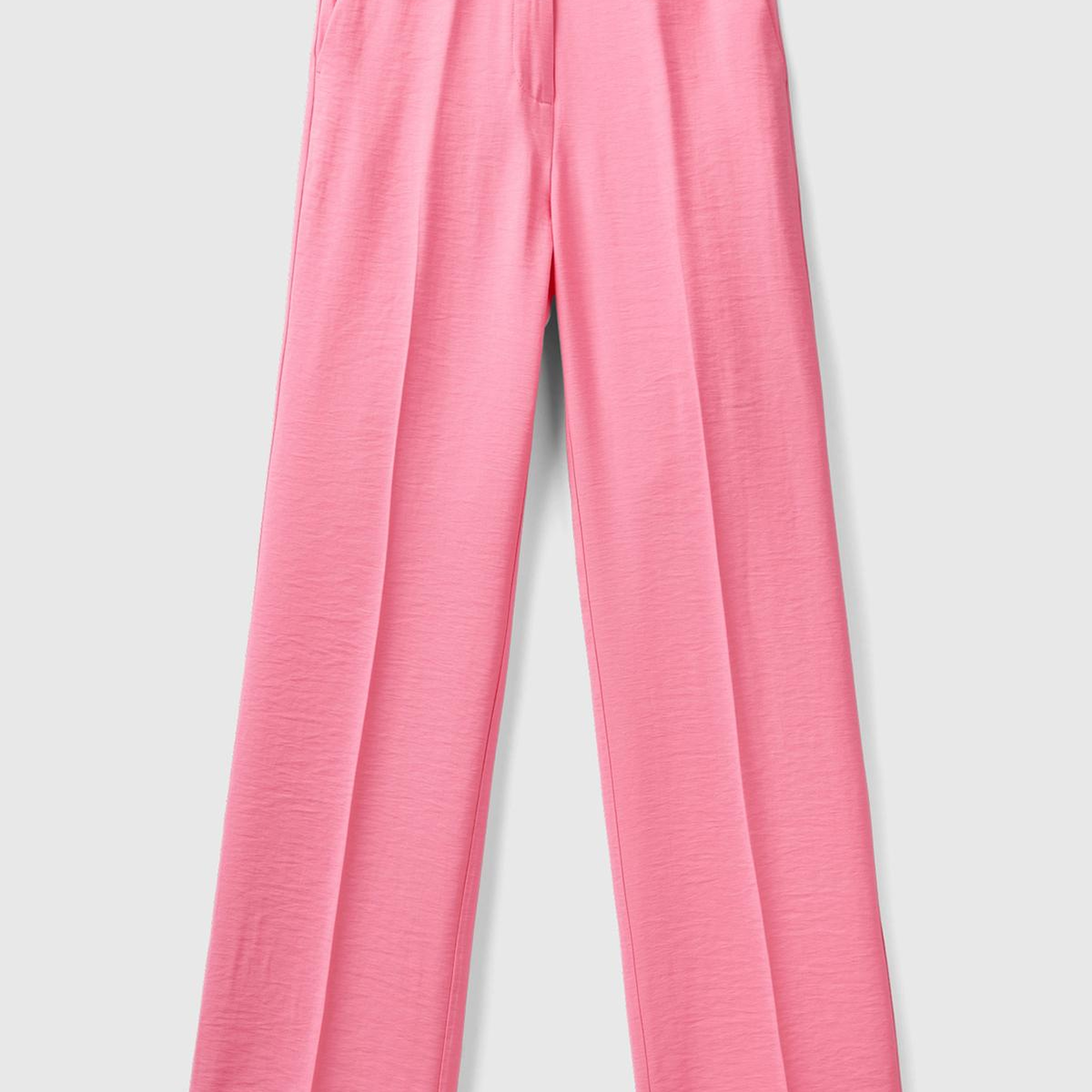 Kadın Açık Pembe Viskoz Karışımlı Bol Paça Pantolon