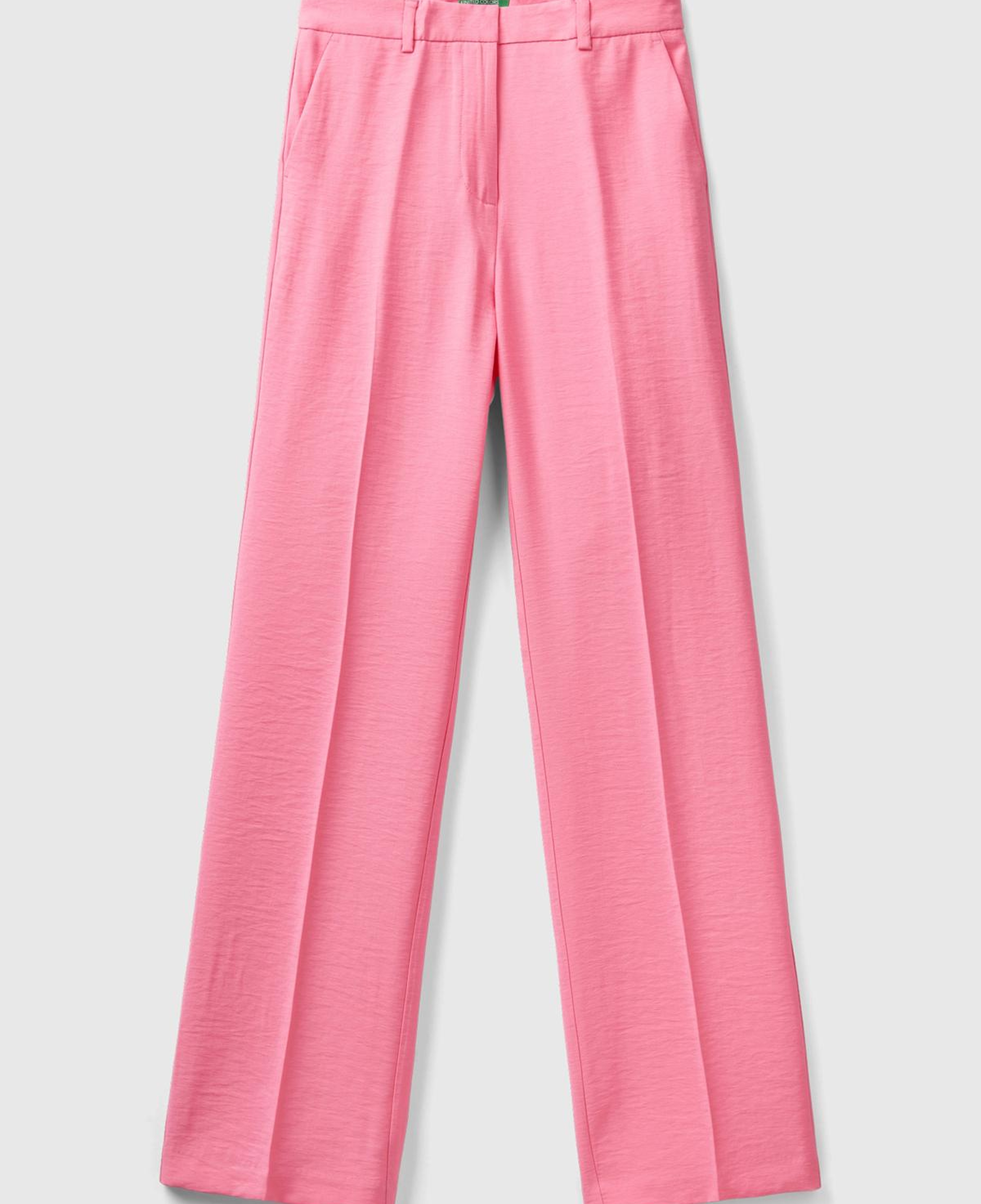 Kadın Açık Pembe Viskoz Karışımlı Bol Paça Pantolon