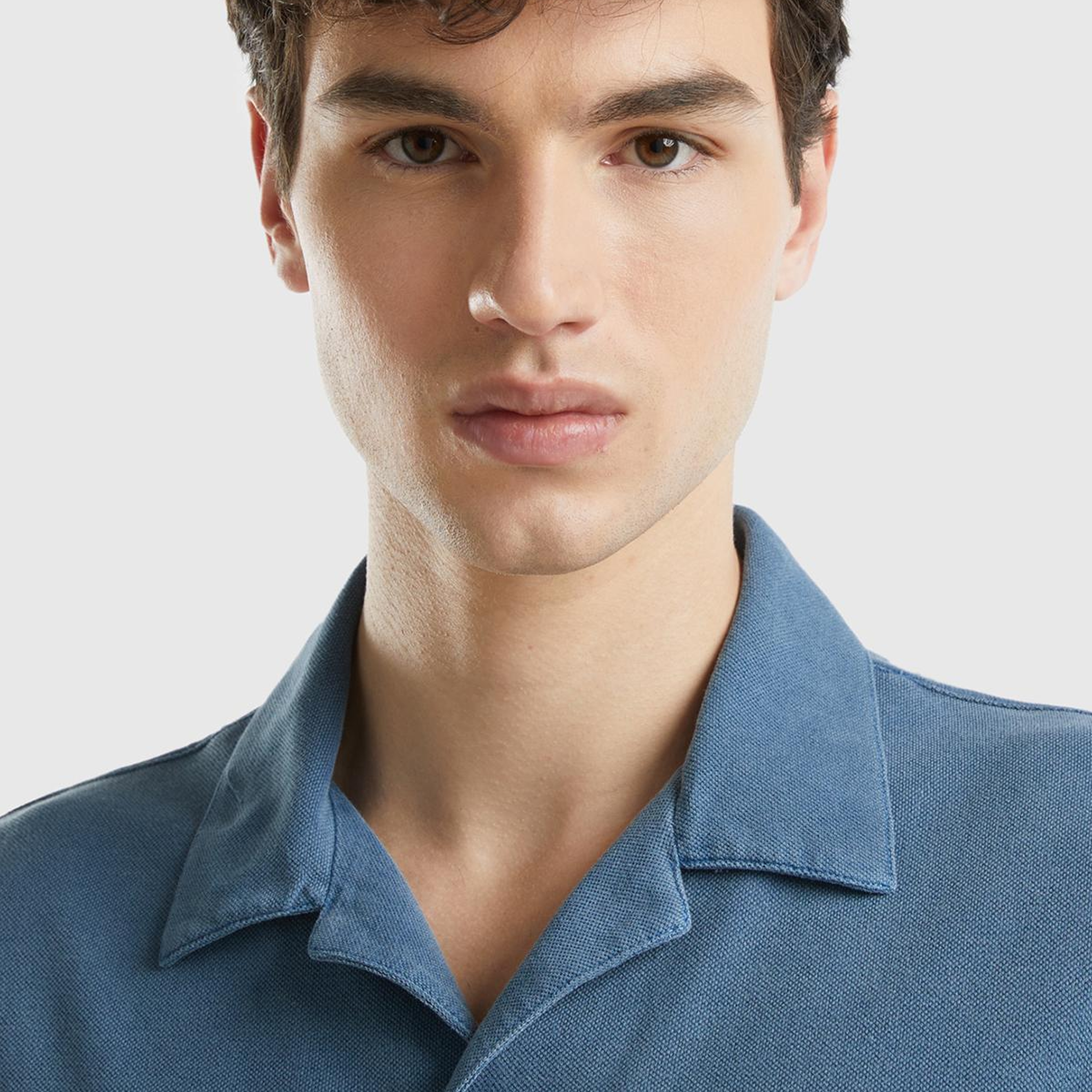 Erkek Lacivert %100 Pamuk Tek Renkli Dekoratif Dikişli Kısa Kollu Gömlek