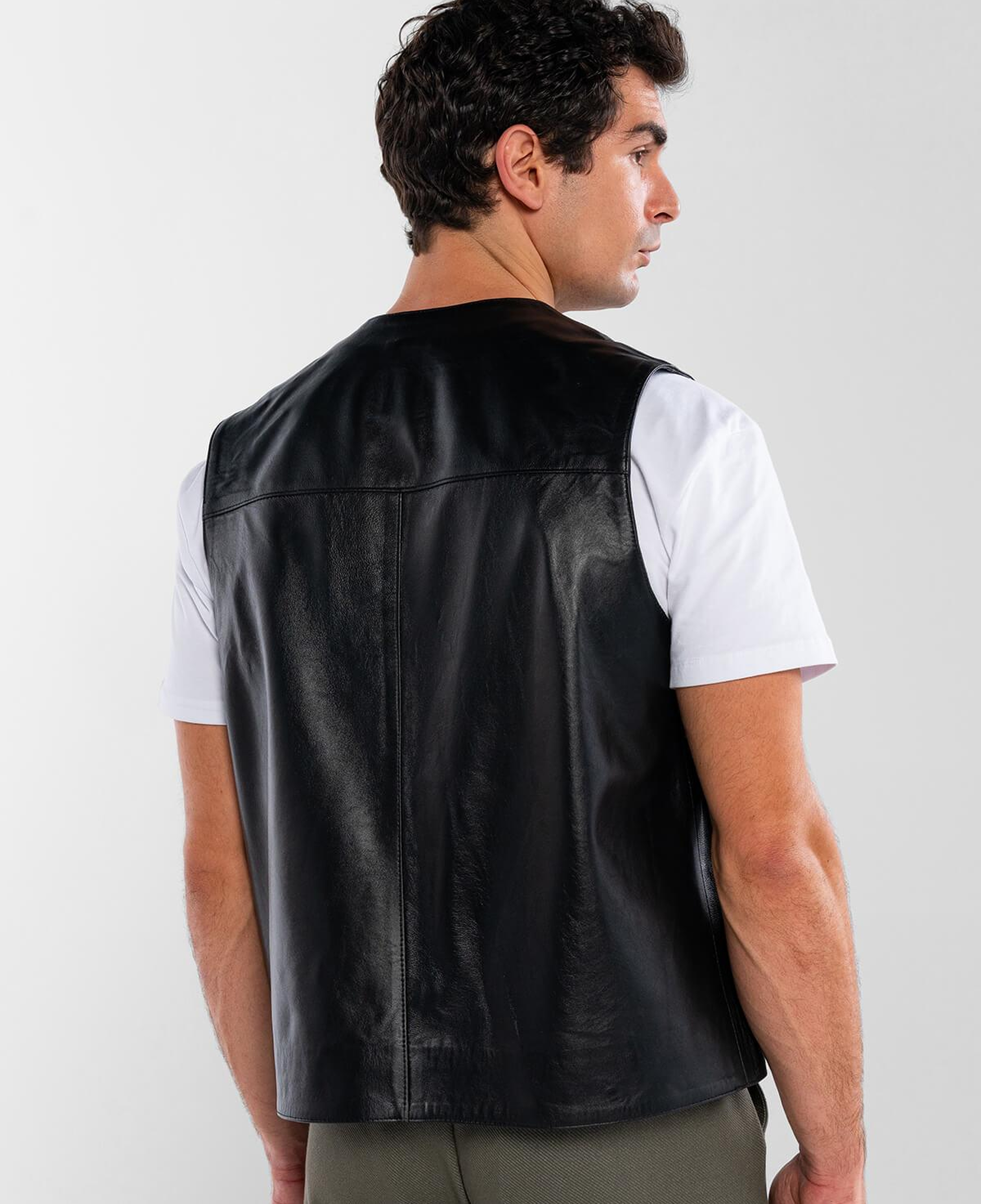 Tamer Tanca Erkek Hakiki Deri Siyah Yelek Deri Mont