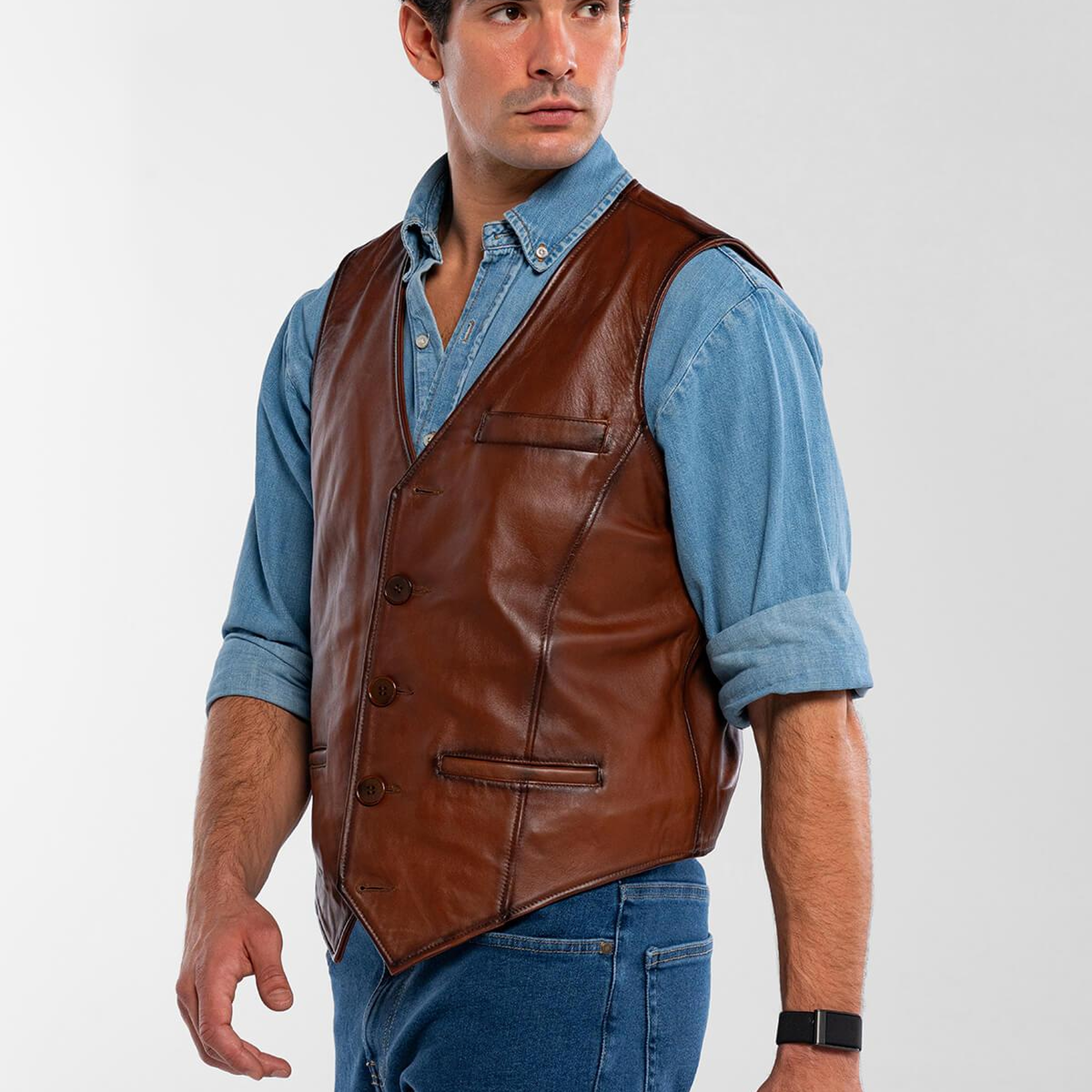 Tamer Tanca Erkek Hakiki Deri Taba Yelek