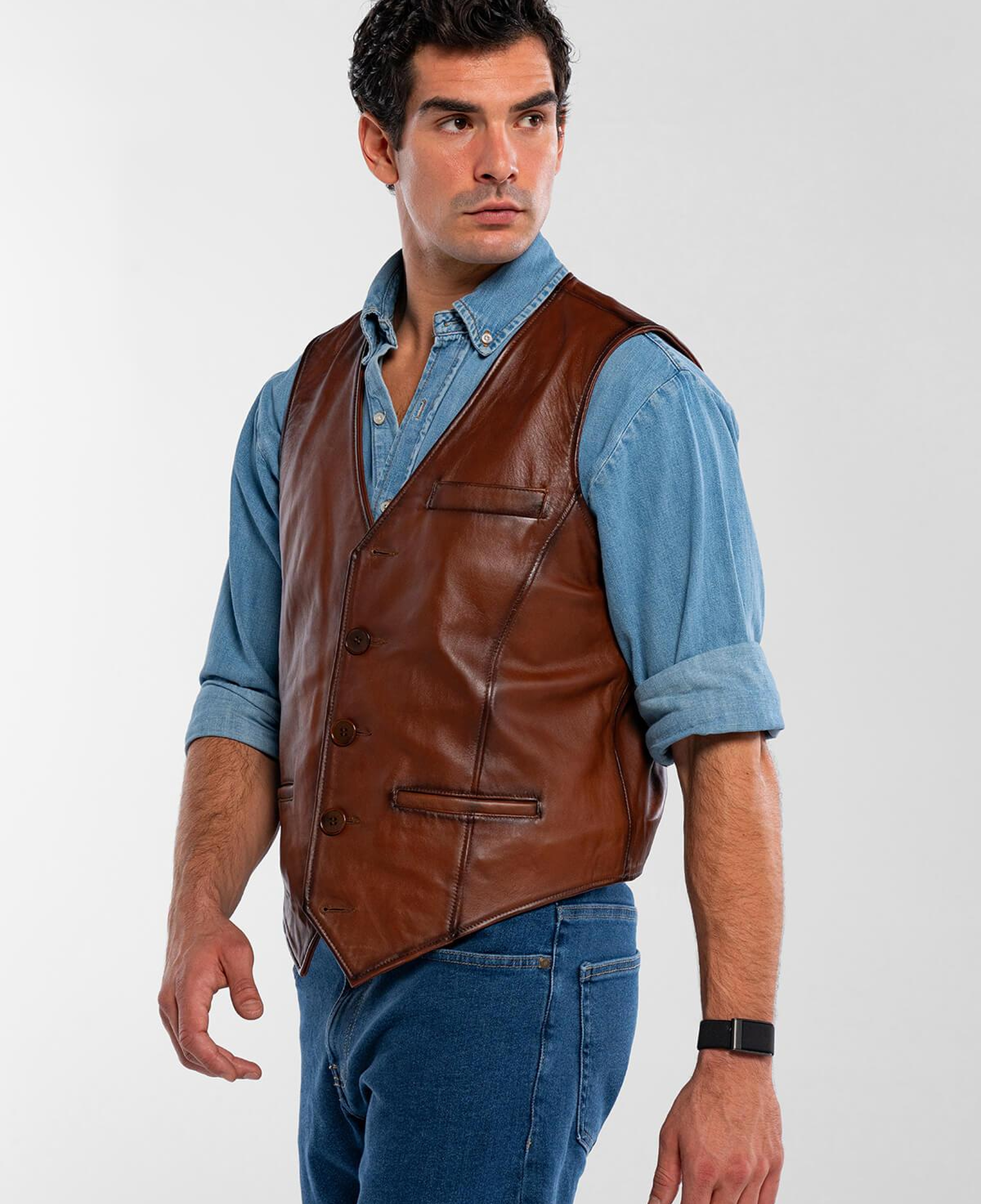 Tamer Tanca Erkek Hakiki Deri Taba Yelek