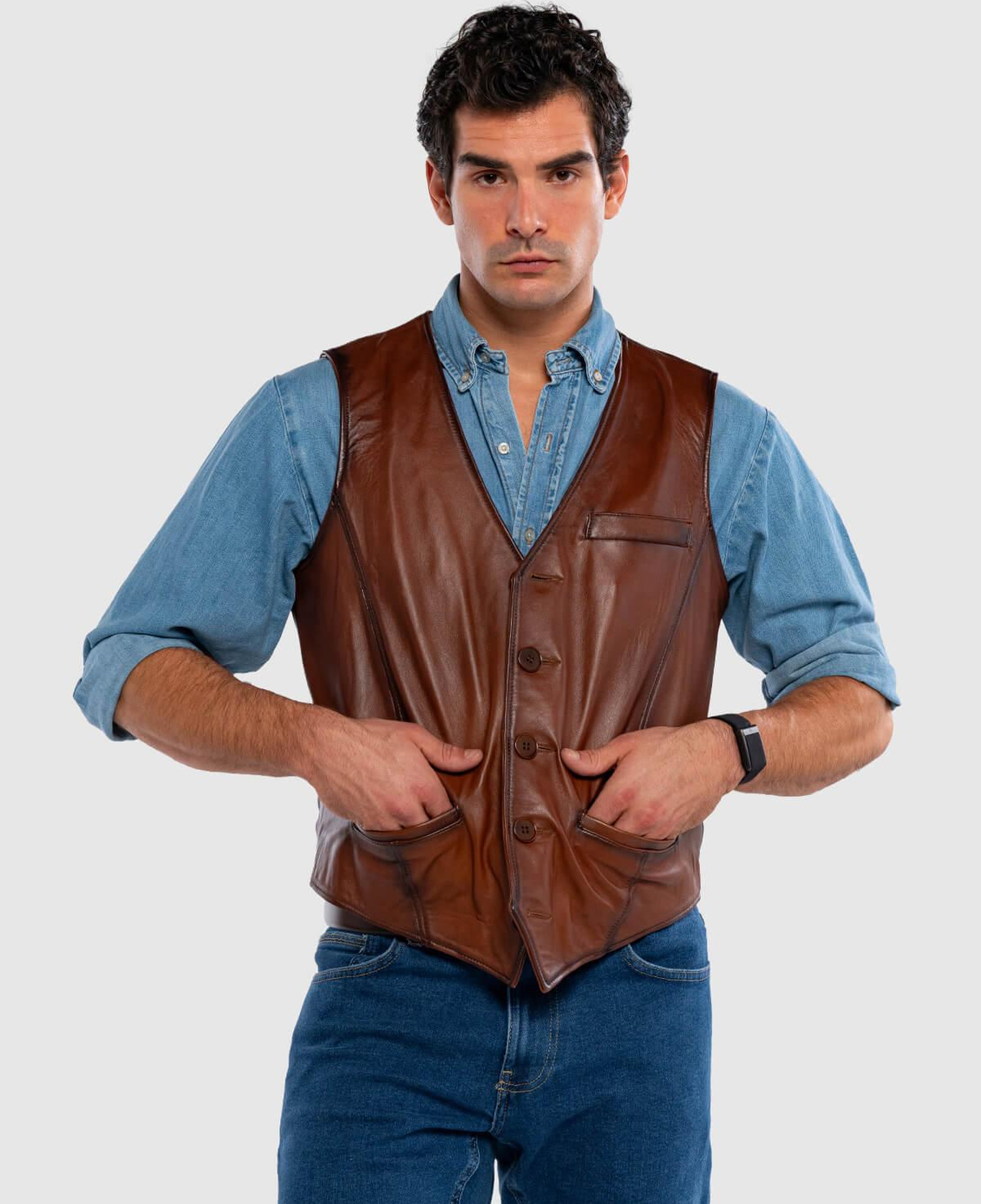 Tamer Tanca Erkek Hakiki Deri Taba Yelek