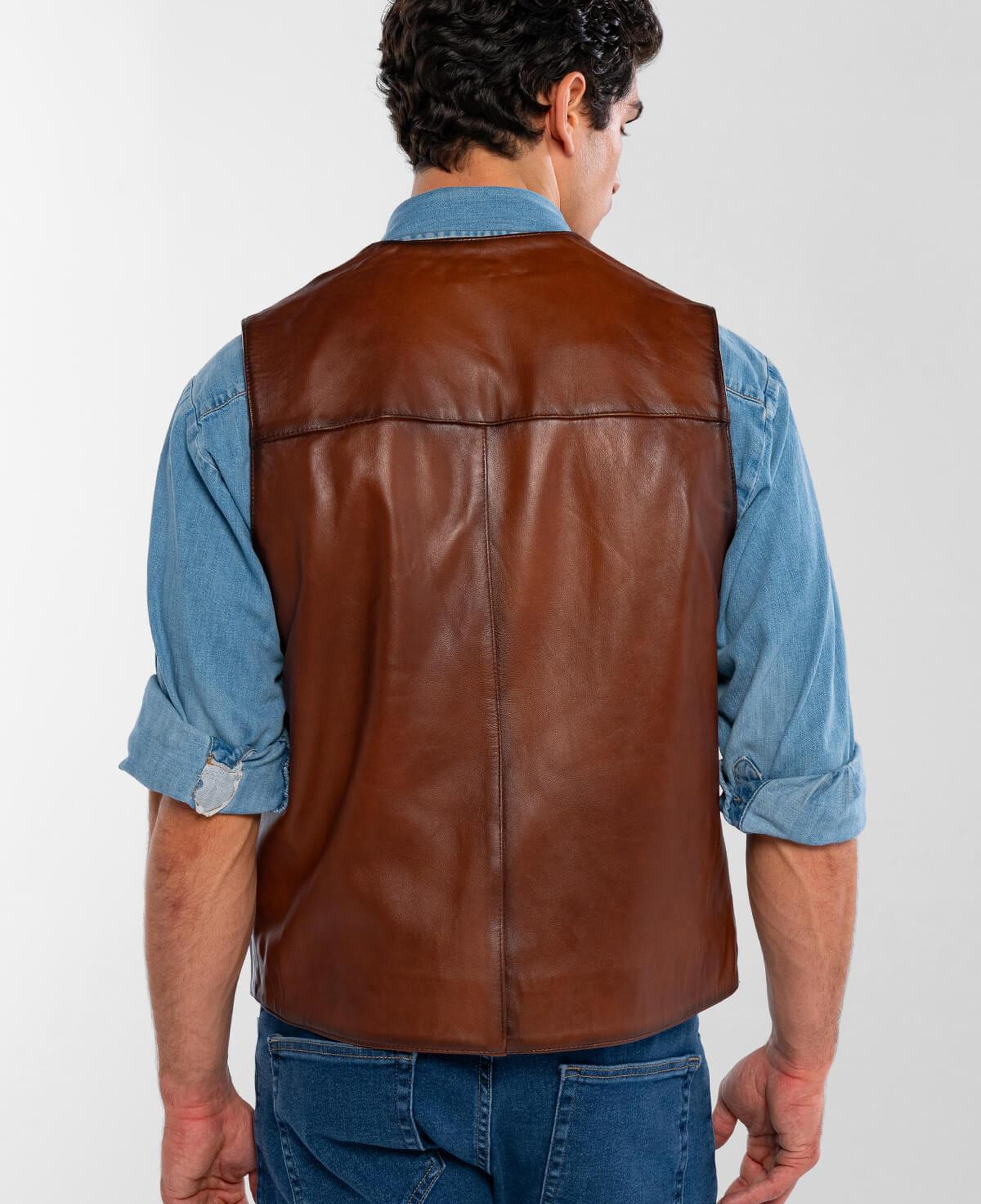 Tamer Tanca Erkek Hakiki Deri Taba Yelek Deri Mont