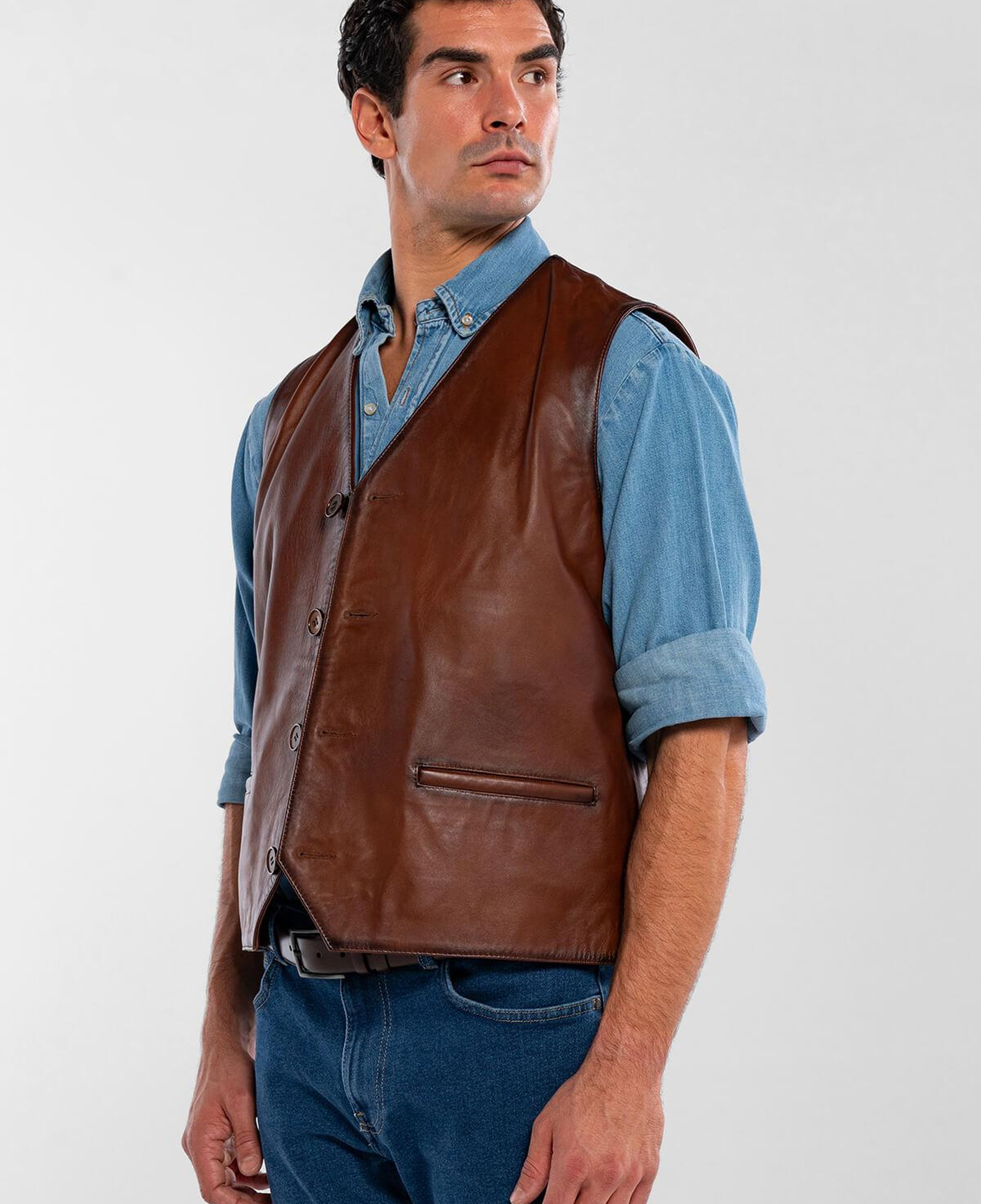 Tamer Tanca Erkek Hakiki Deri Taba Yelek Deri Mont