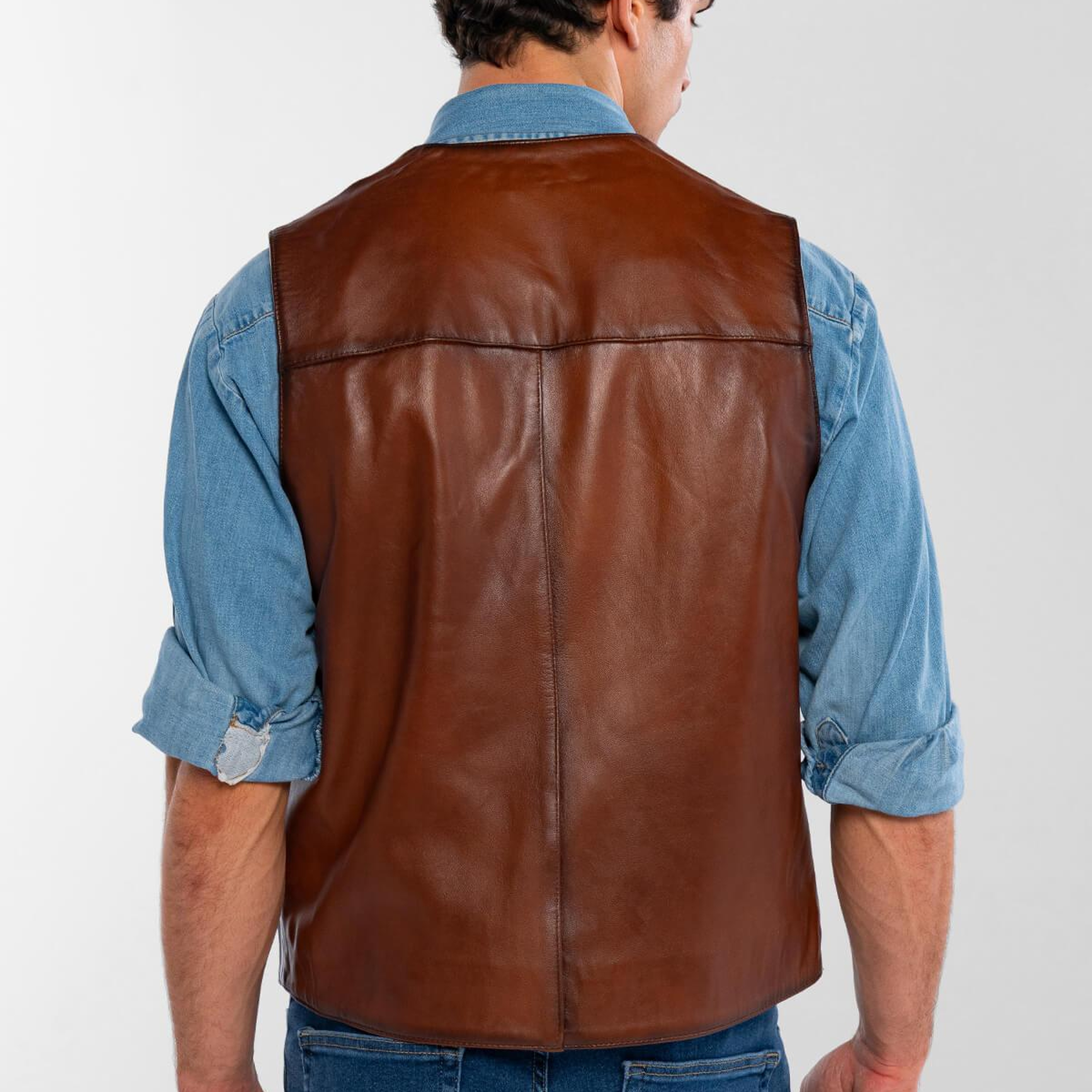 Tamer Tanca Erkek Hakiki Deri Taba Yelek Deri Mont