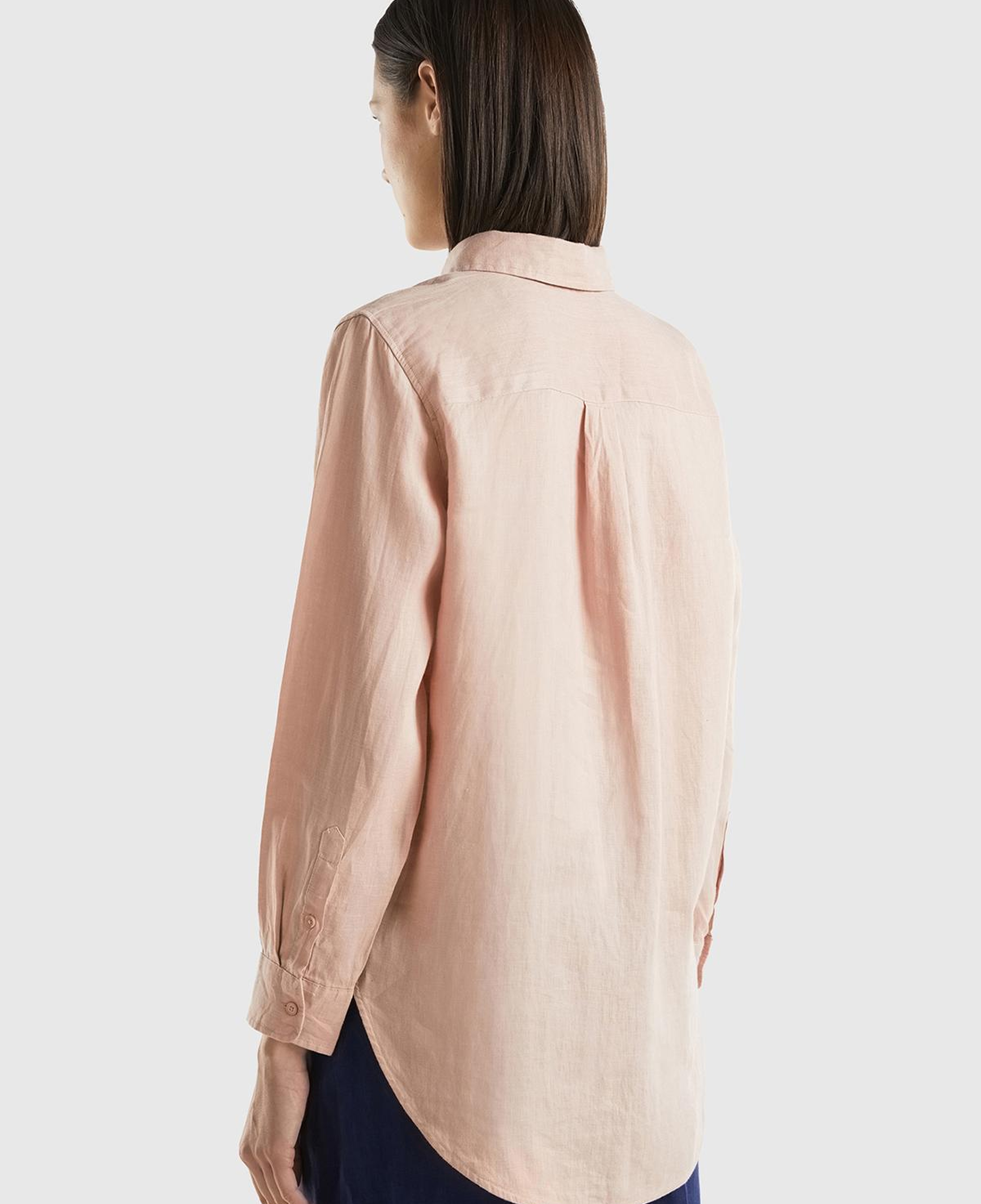 Kadın Pudra %100 Keten Gömlek