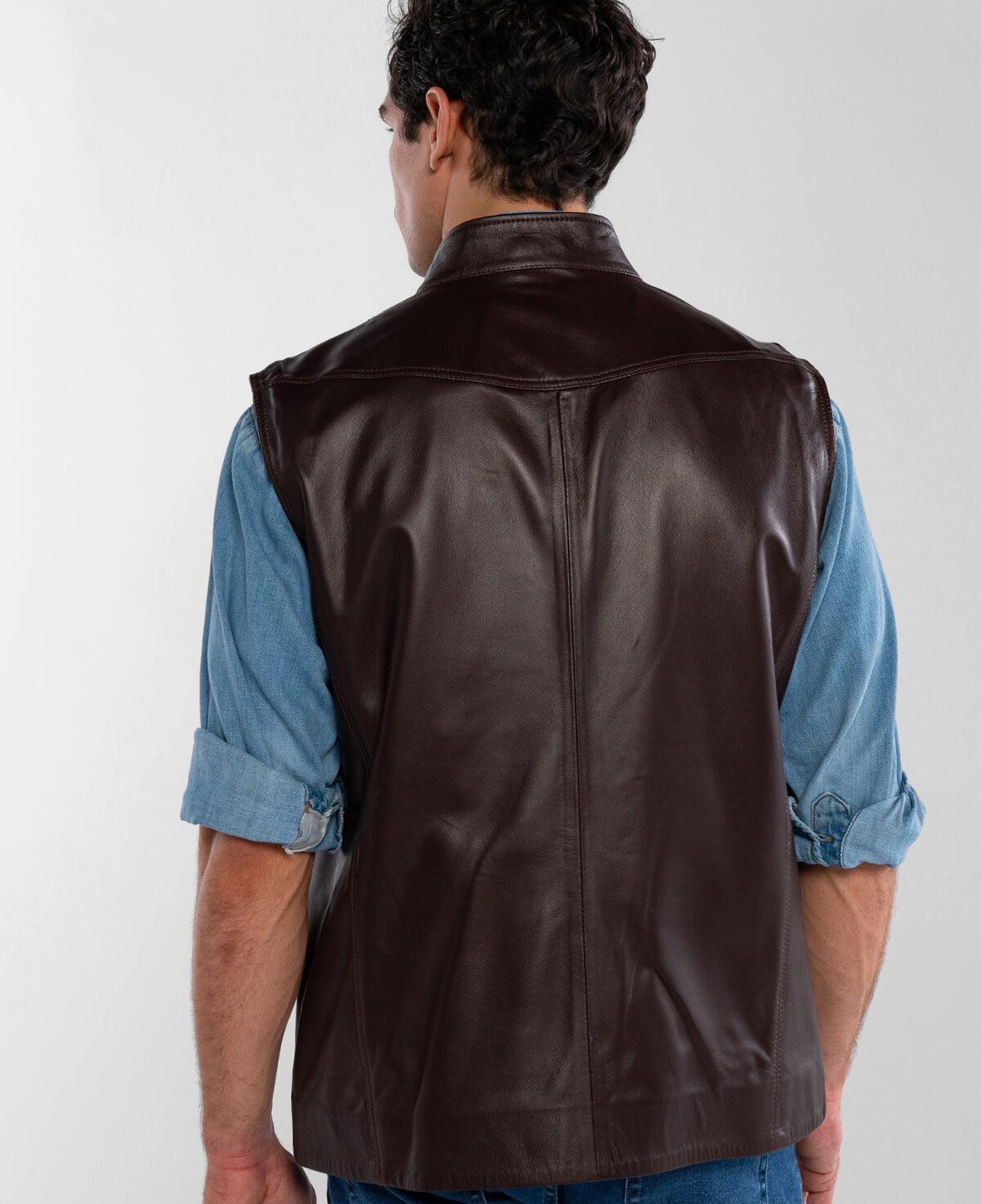 Tamer Tanca Erkek Hakiki Deri Kahverengi Yelek Deri Mont