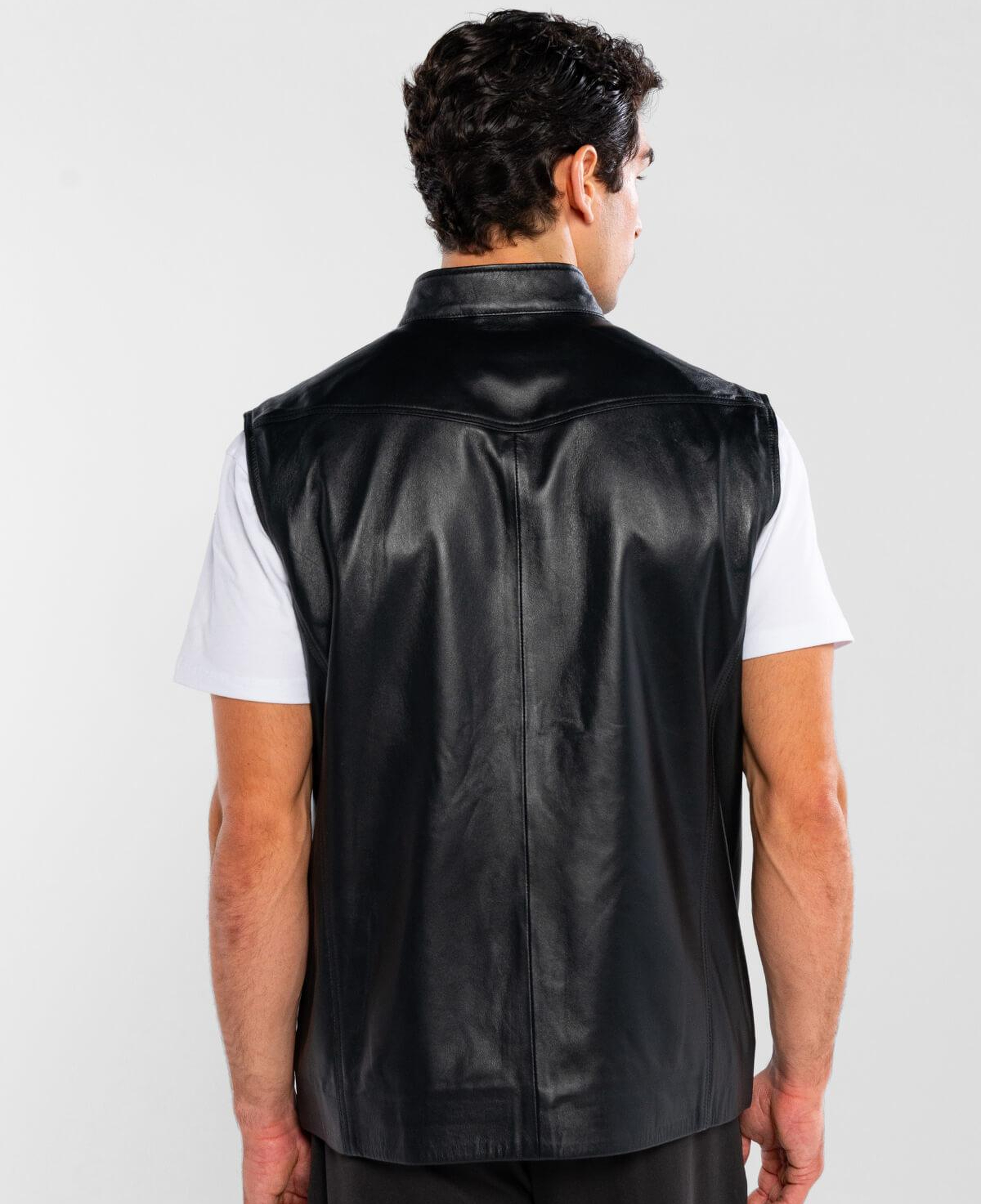 Tamer Tanca Erkek Hakiki Deri Siyah Yelek Deri Mont