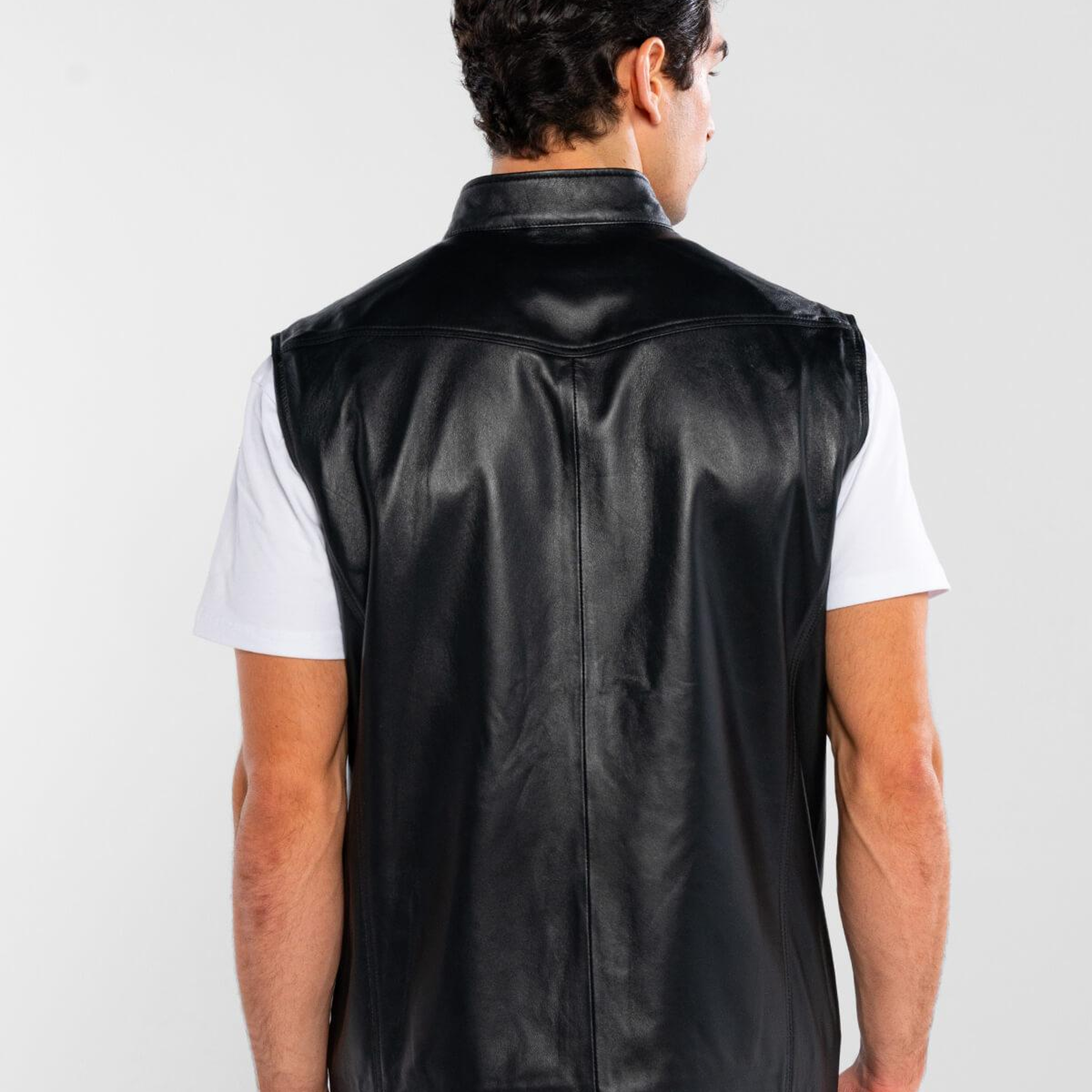 Tamer Tanca Erkek Hakiki Deri Siyah Yelek Deri Mont