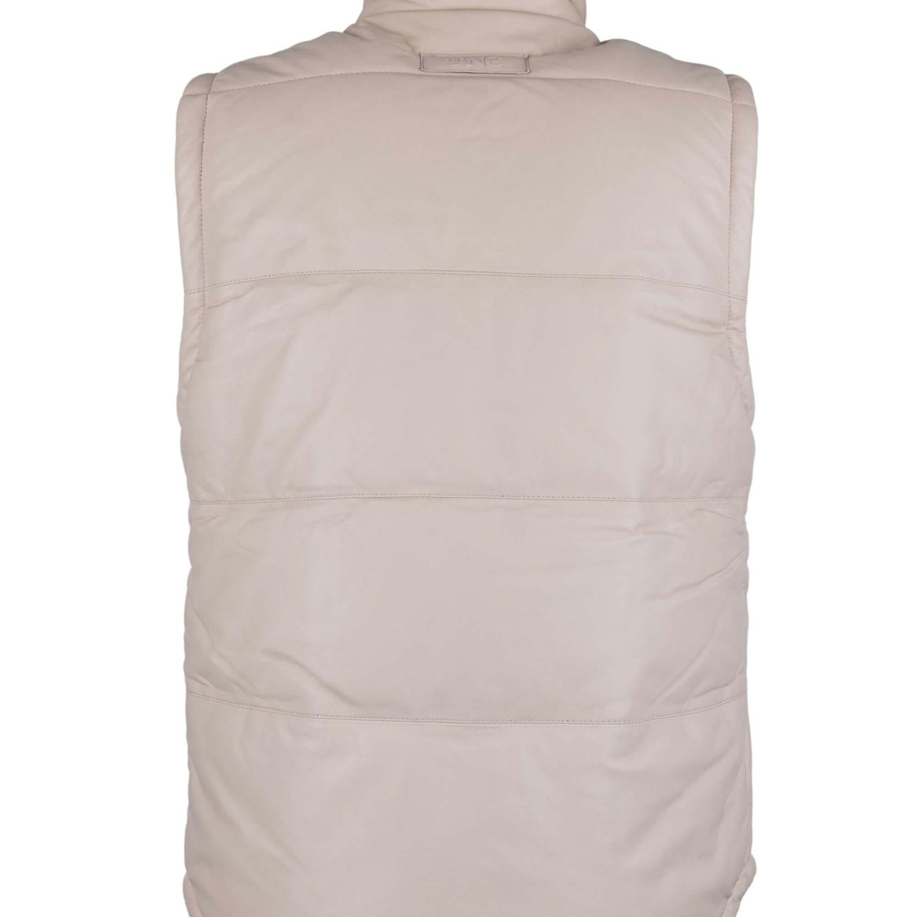 Tamer Tanca Erkek Hakiki Deri Bej Yelek Deri Mont