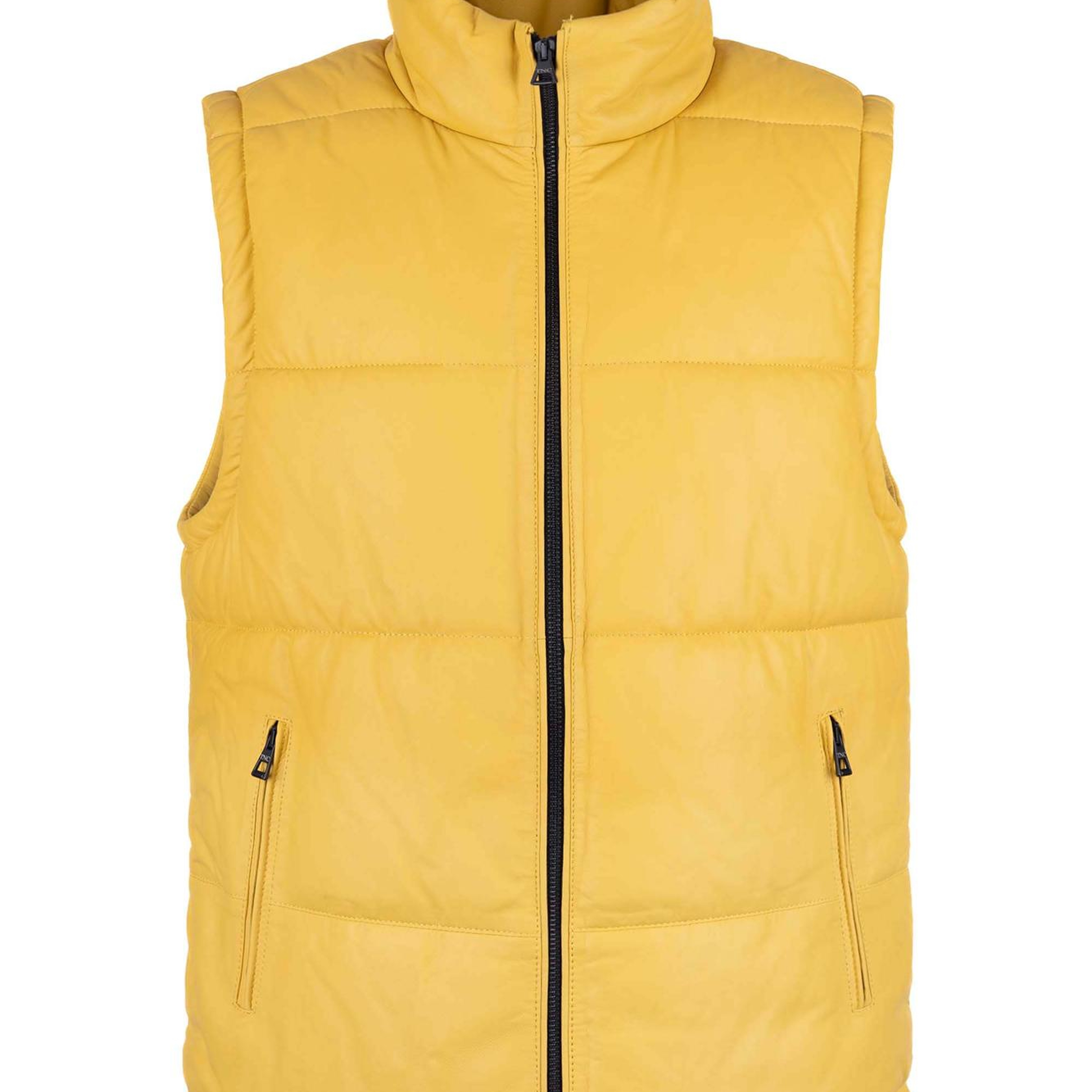 Tamer Tanca Erkek Hakiki Deri Sarı Yelek Deri Mont