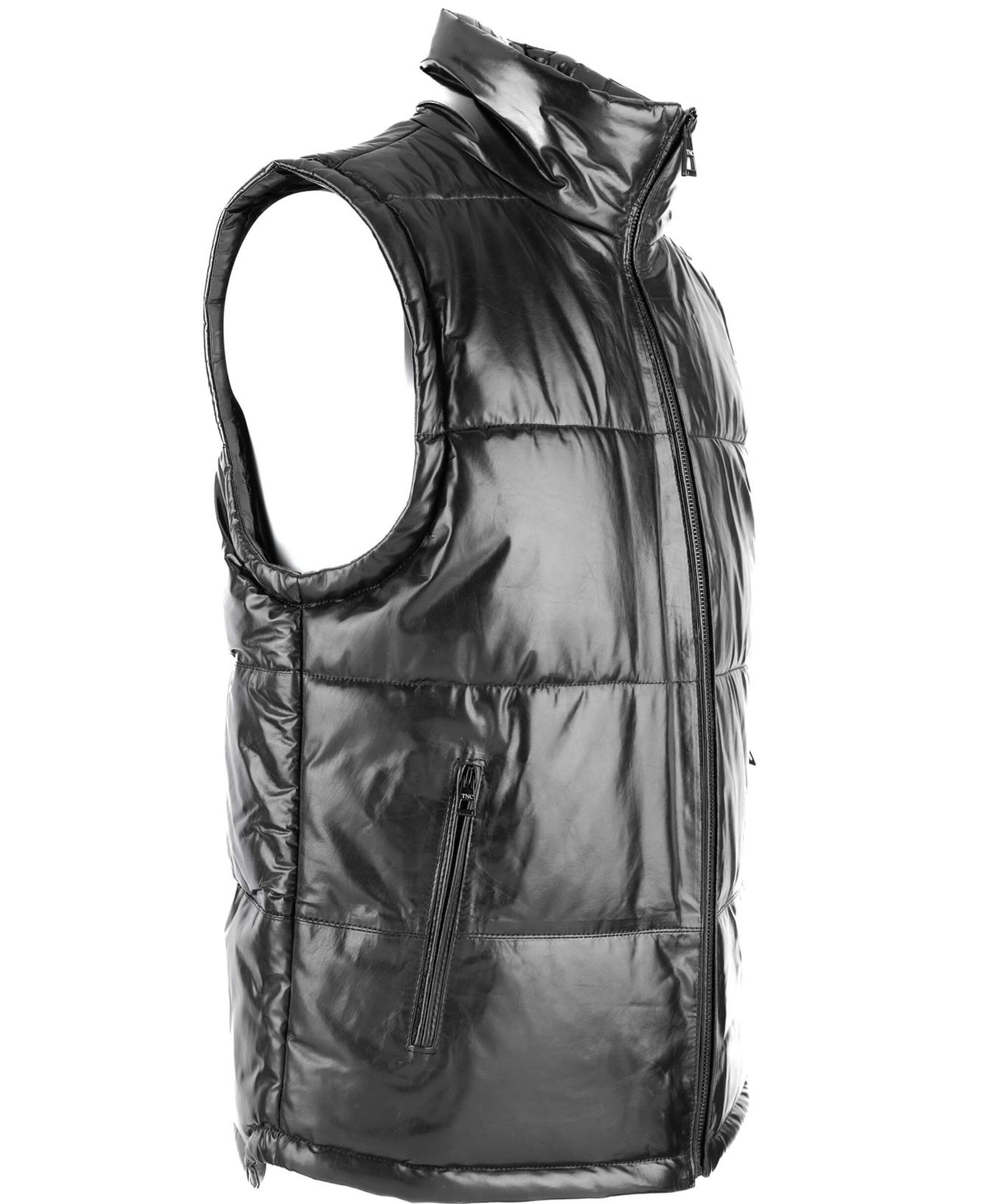 Tamer Tanca Erkek Hakiki Deri Siyah Yelek Deri Mont