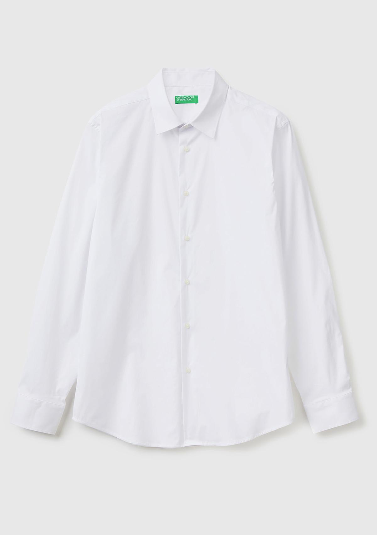 Erkek Beyaz Esnek Gömlek