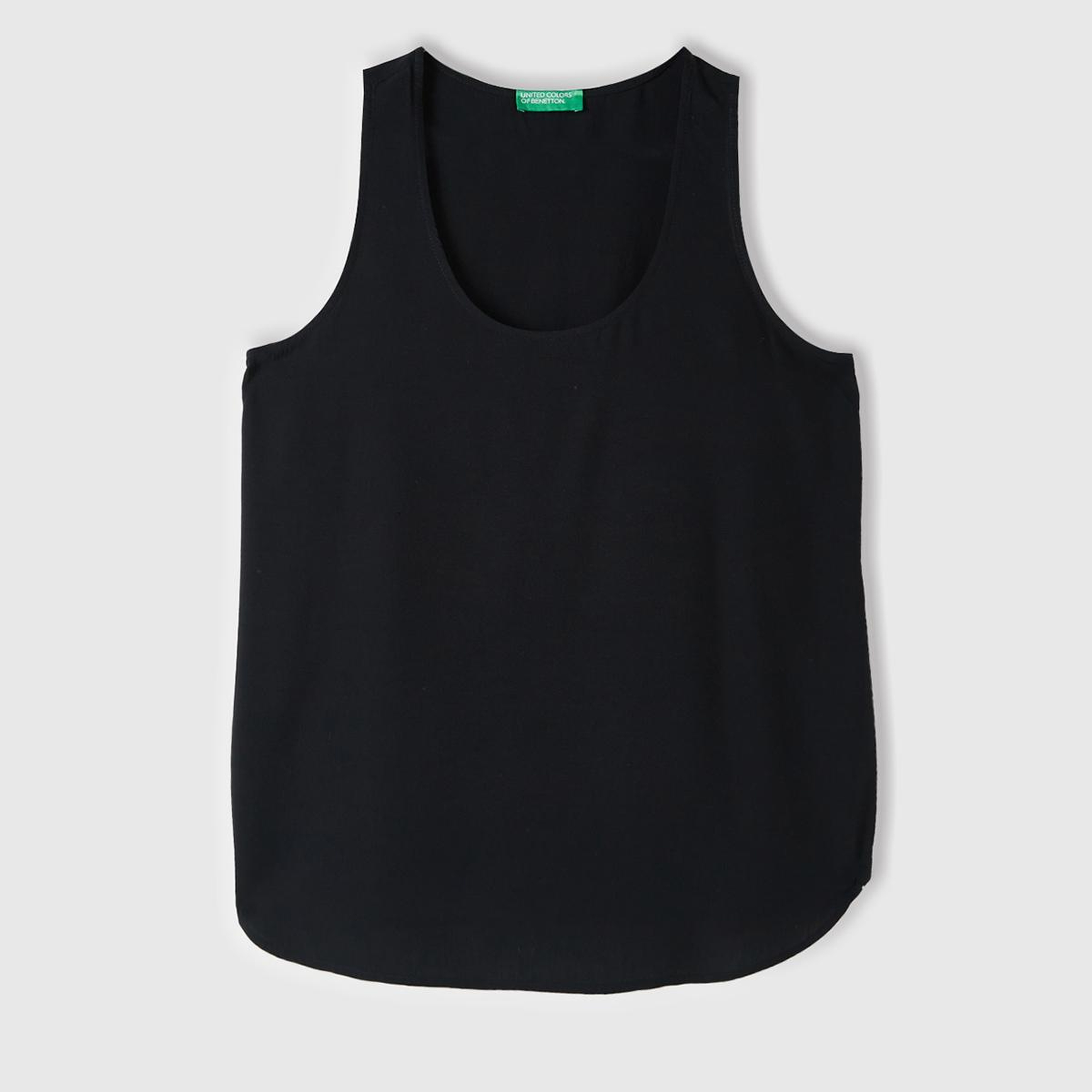 Kadın Siyah %100 Viskoz Dekoratif Dikişli Geniş Bisiklet Yaka Kolsuz Bluz