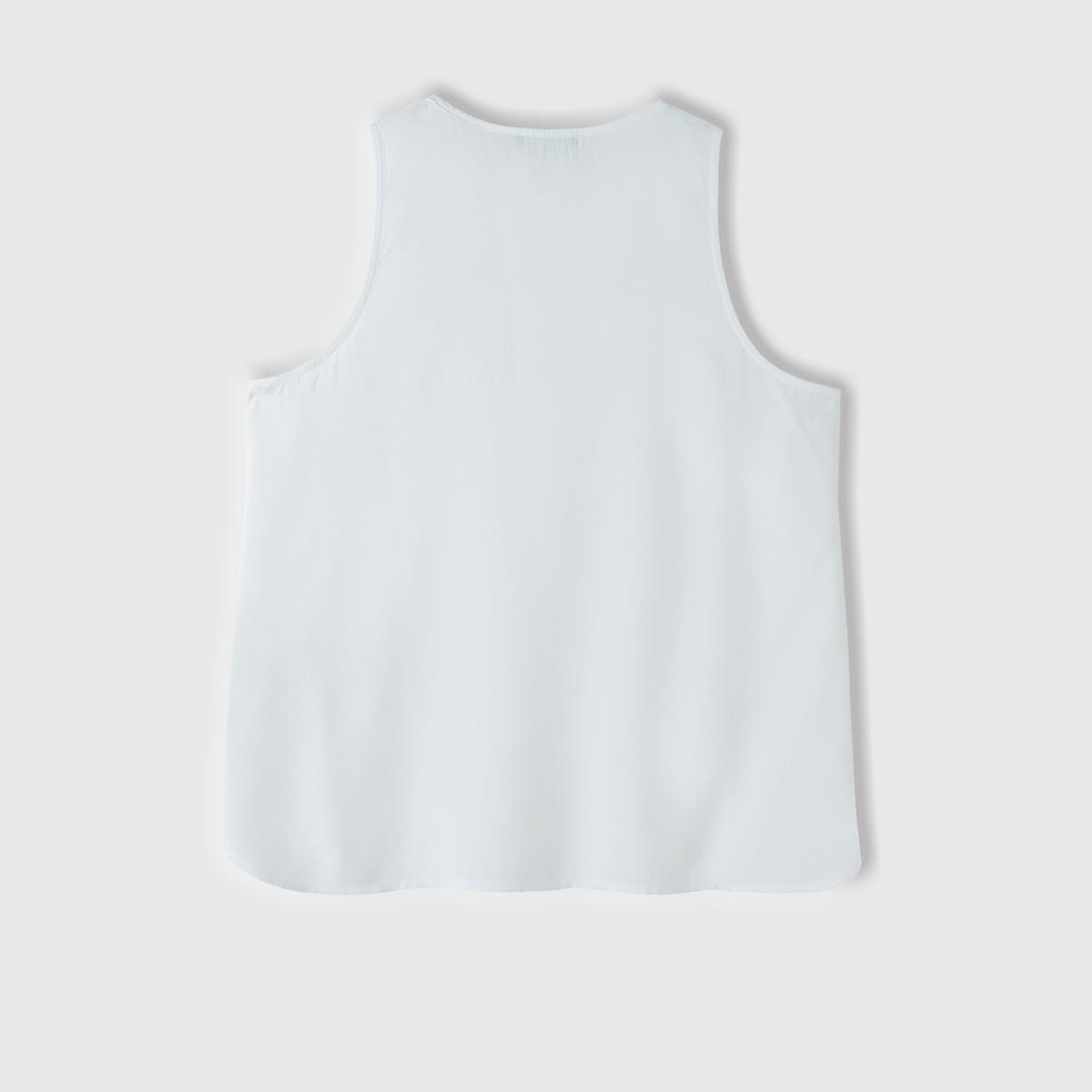 Kadın Beyaz %100 Viskoz Dekoratif Dikişli Geniş Bisiklet Yaka Kolsuz Bluz