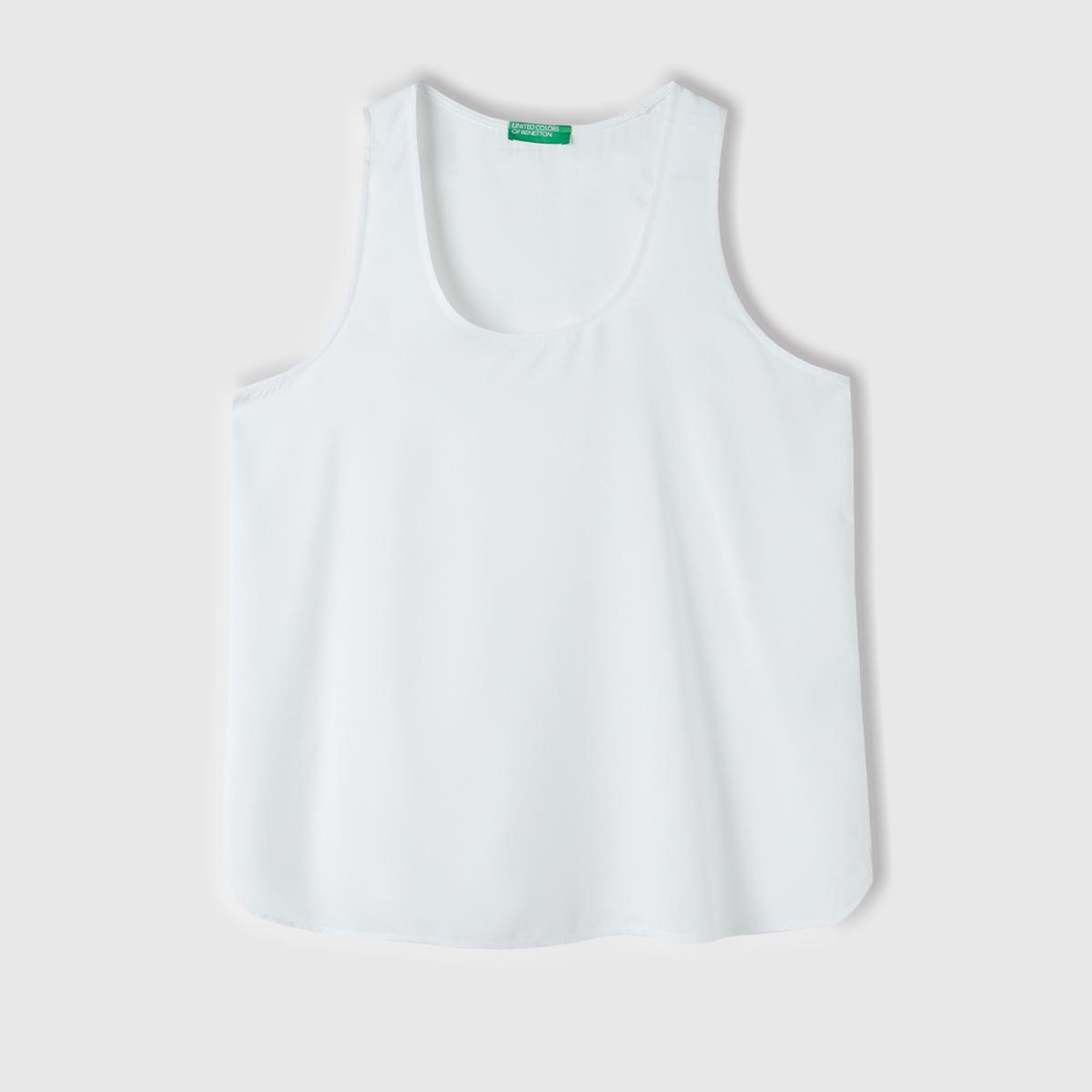 Kadın Beyaz %100 Viskoz Dekoratif Dikişli Geniş Bisiklet Yaka Kolsuz Bluz