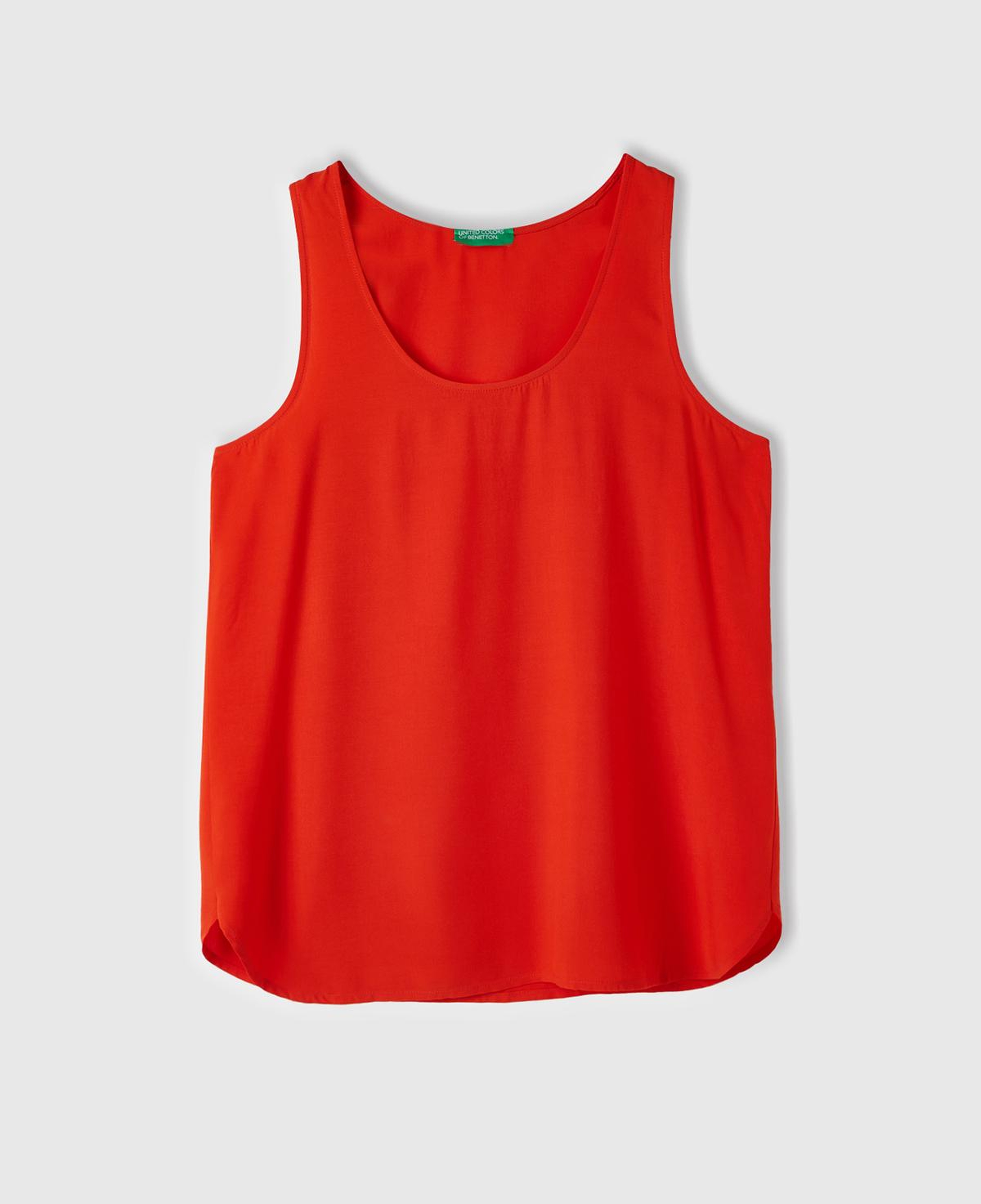 Kadın Nar Çiçeği %100 Viskoz Dekoratif Dikişli Geniş Bisiklet Yaka Kolsuz Bluz