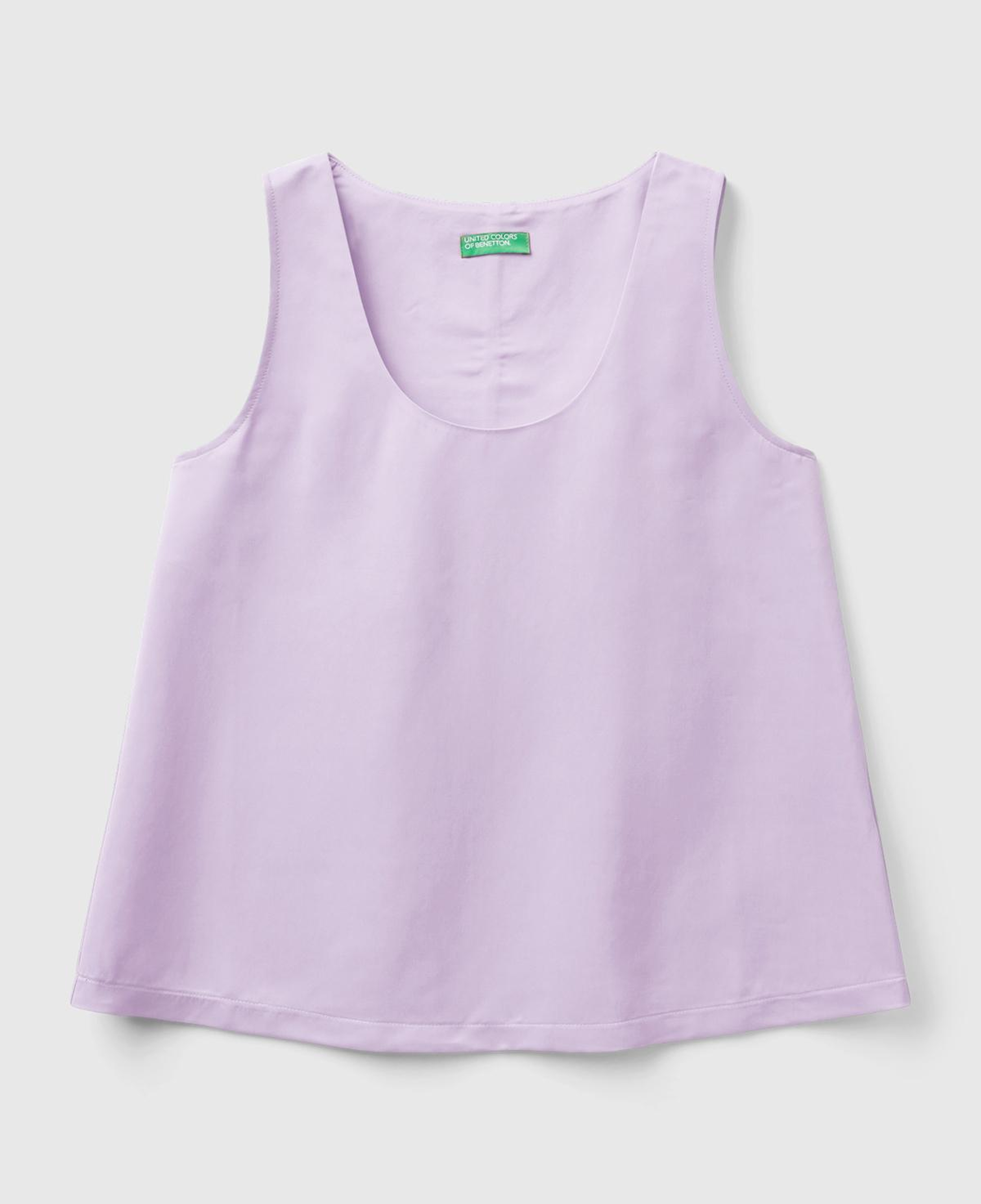 Kadın Lila Viskoz Karışımlı Saten Kolsuz Bluz