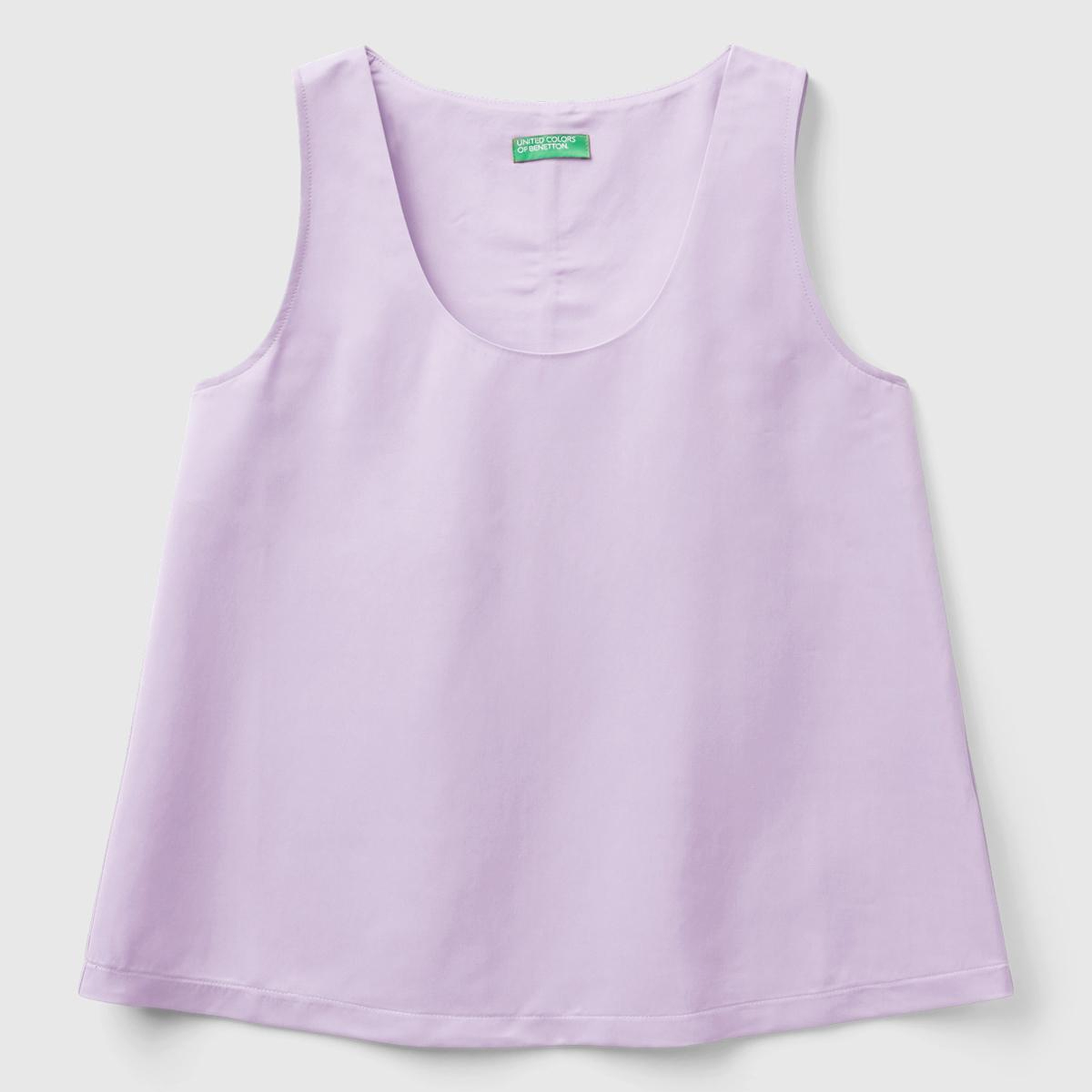 Kadın Lila Viskoz Karışımlı Saten Kolsuz Bluz