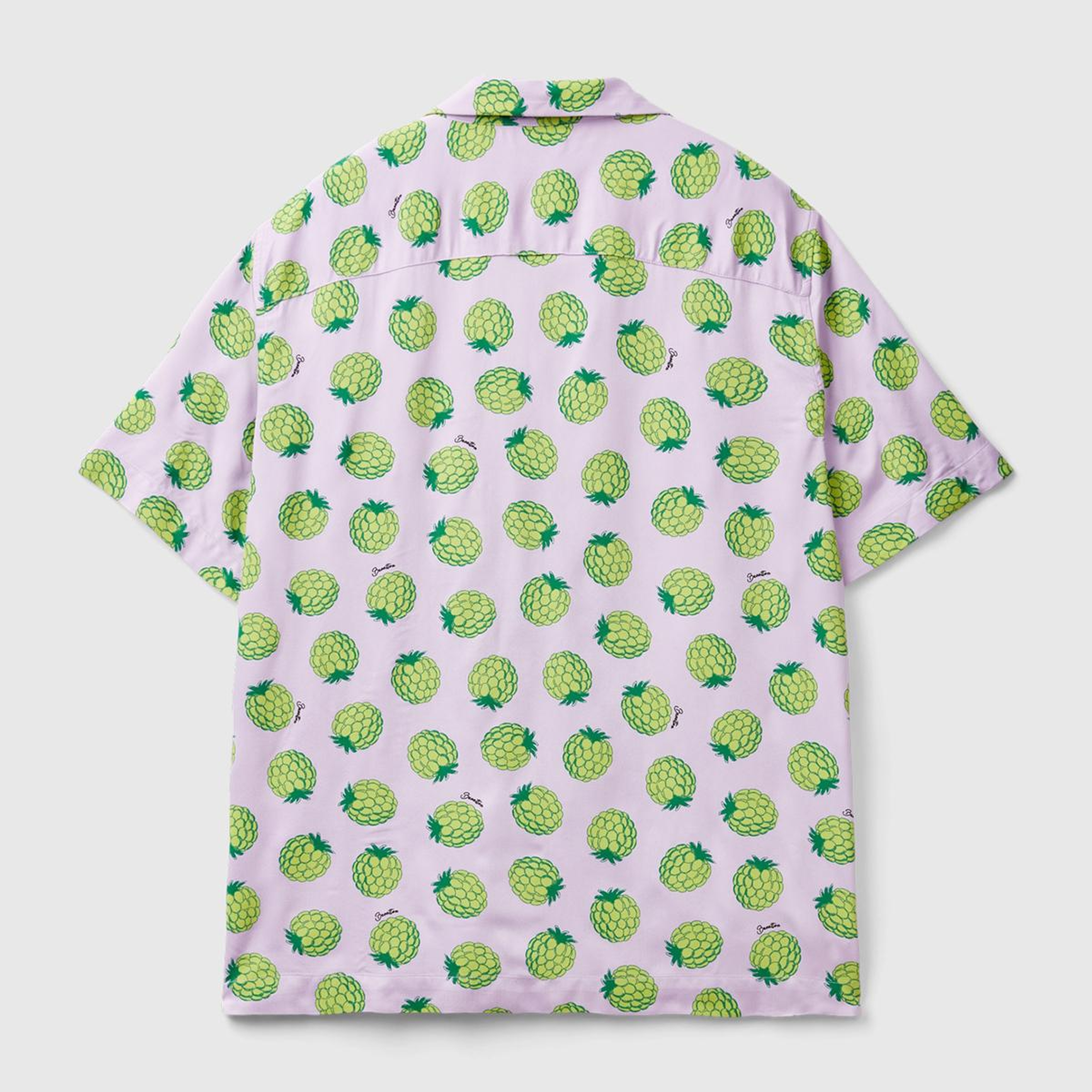 Erkek Lila Mix %100 Viskoz Tamamı Meyve Baskılı Kısa Kollu Gömlek
