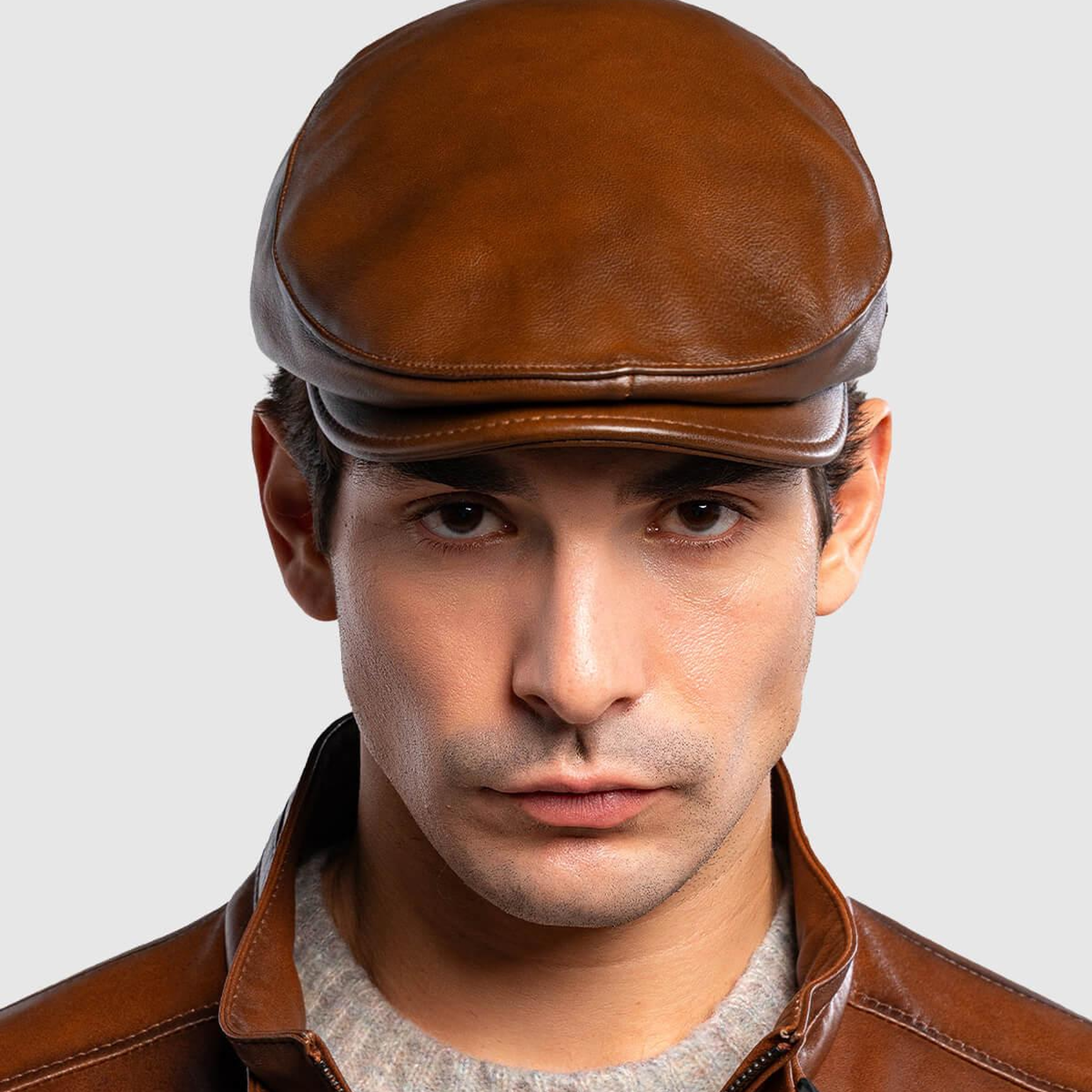 Tamer Tanca Erkek Hakiki Deri Taba Kasket Şapka