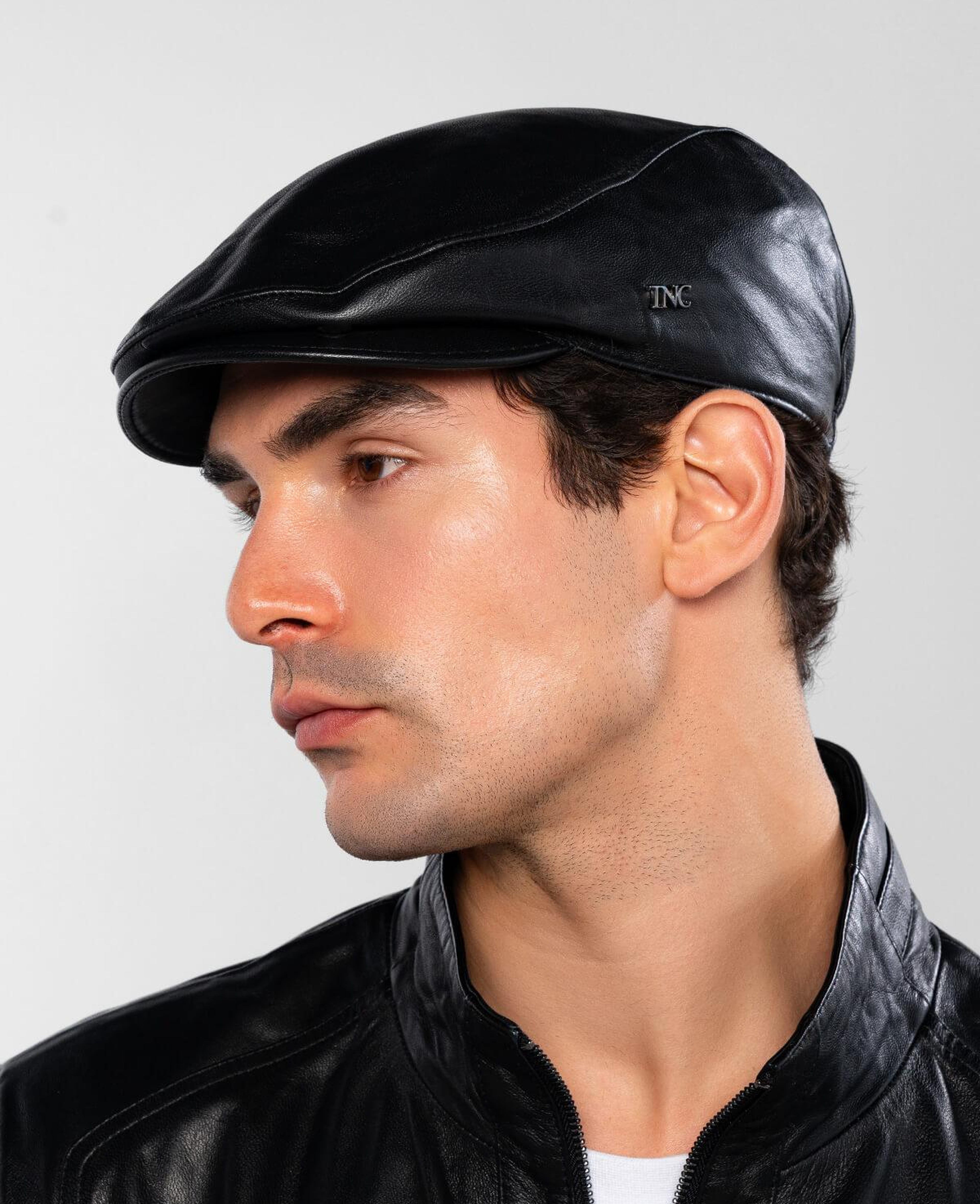 Tamer Tanca Erkek Hakiki Deri Siyah Kasket Şapka