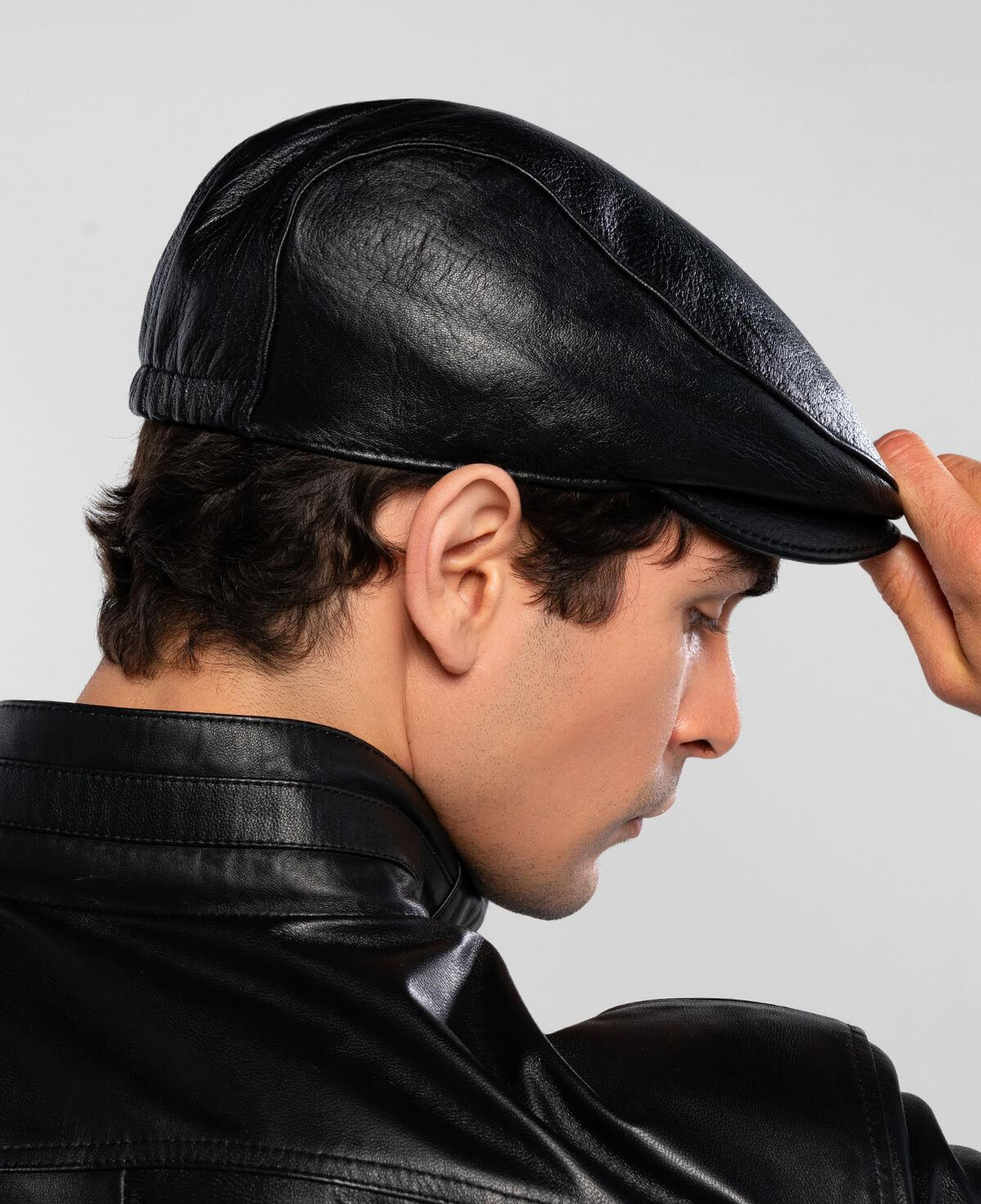 Tamer Tanca Erkek Hakiki Deri Siyah Kasket Şapka