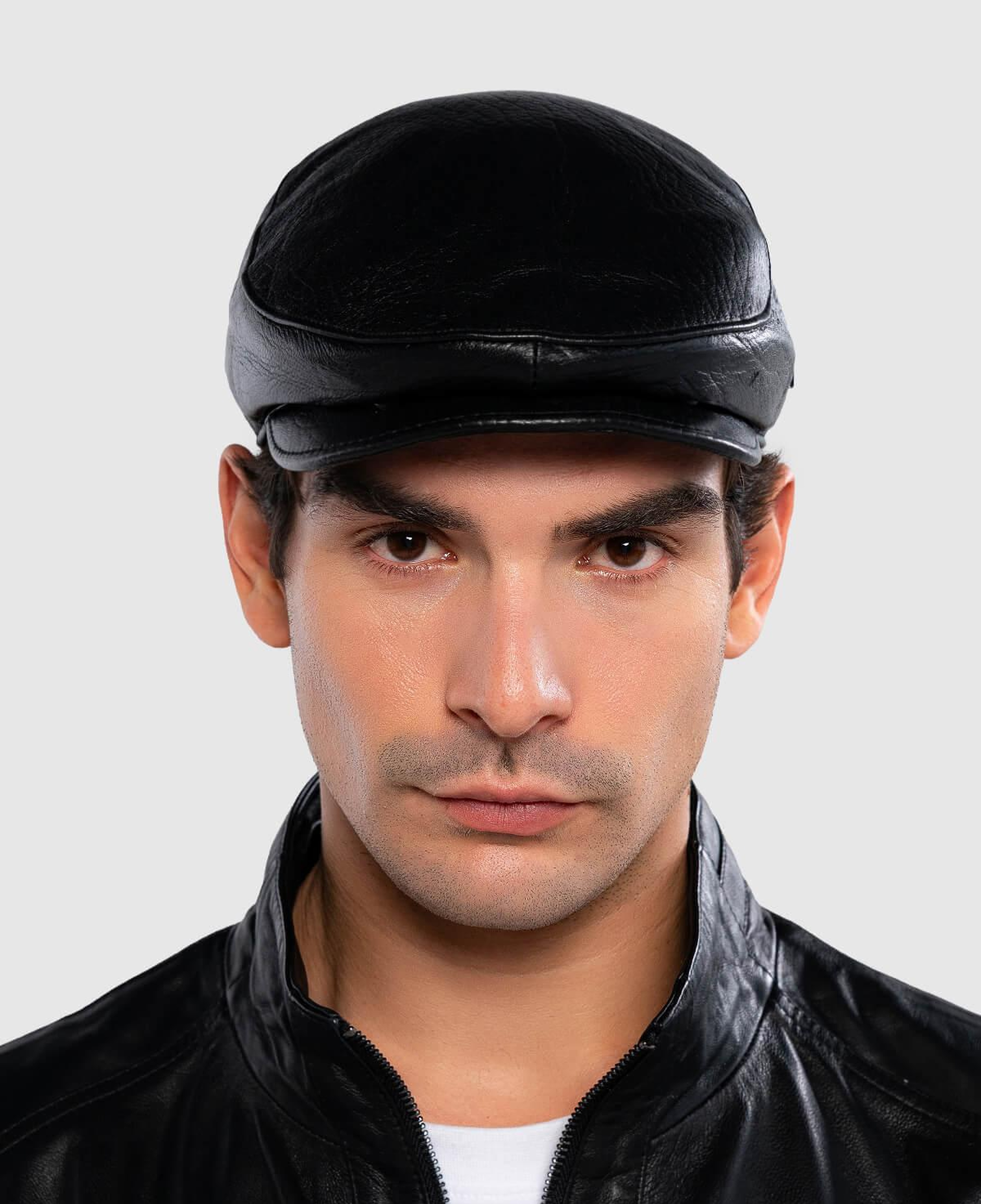 Tamer Tanca Erkek Hakiki Deri Siyah Kasket Şapka