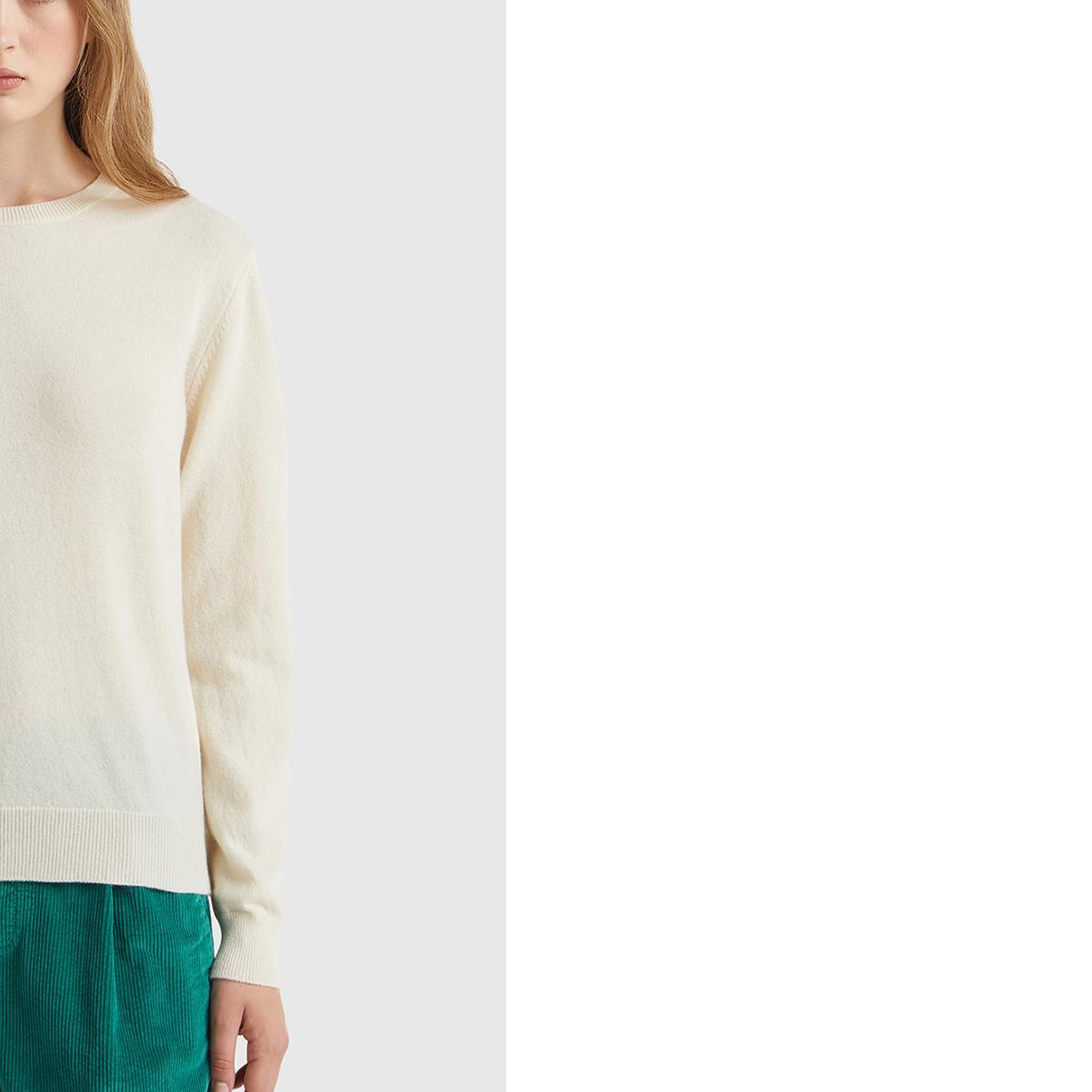 Kadın Krem %100 Merino Bisiklet Yaka Kazak