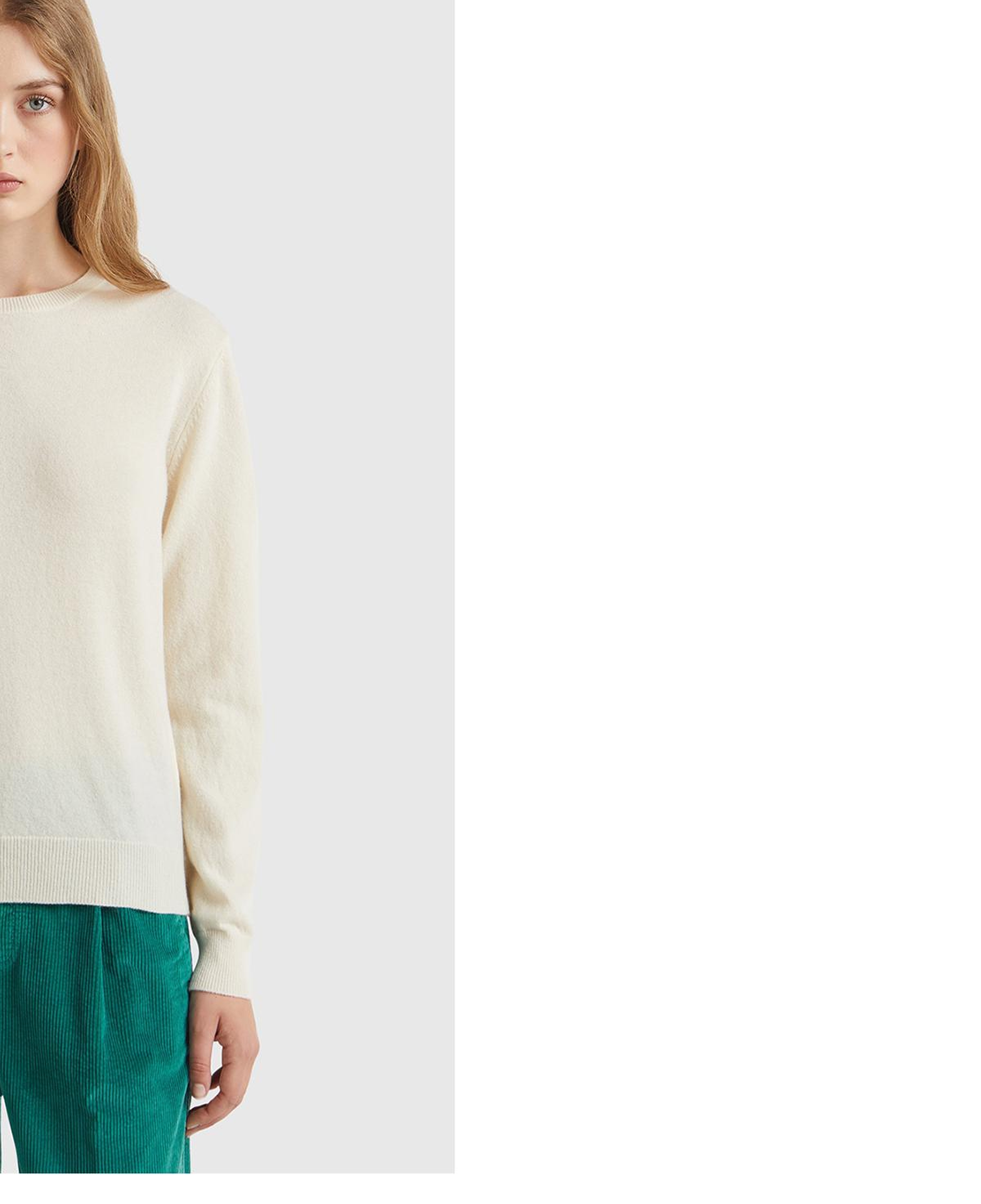 Kadın Krem %100 Merino Bisiklet Yaka Kazak