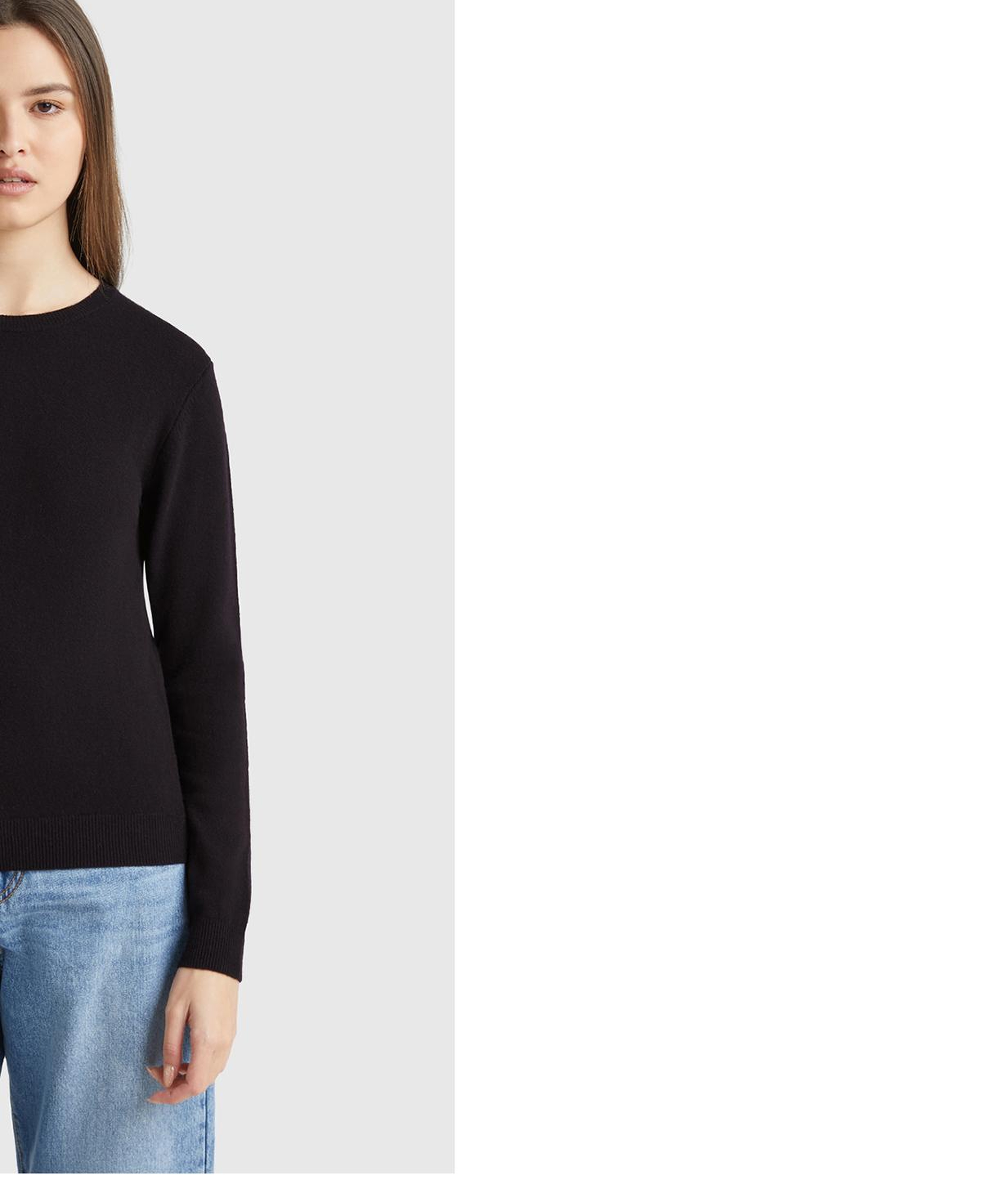 Kadın Siyah %100 Merino Bisiklet Yaka Kazak