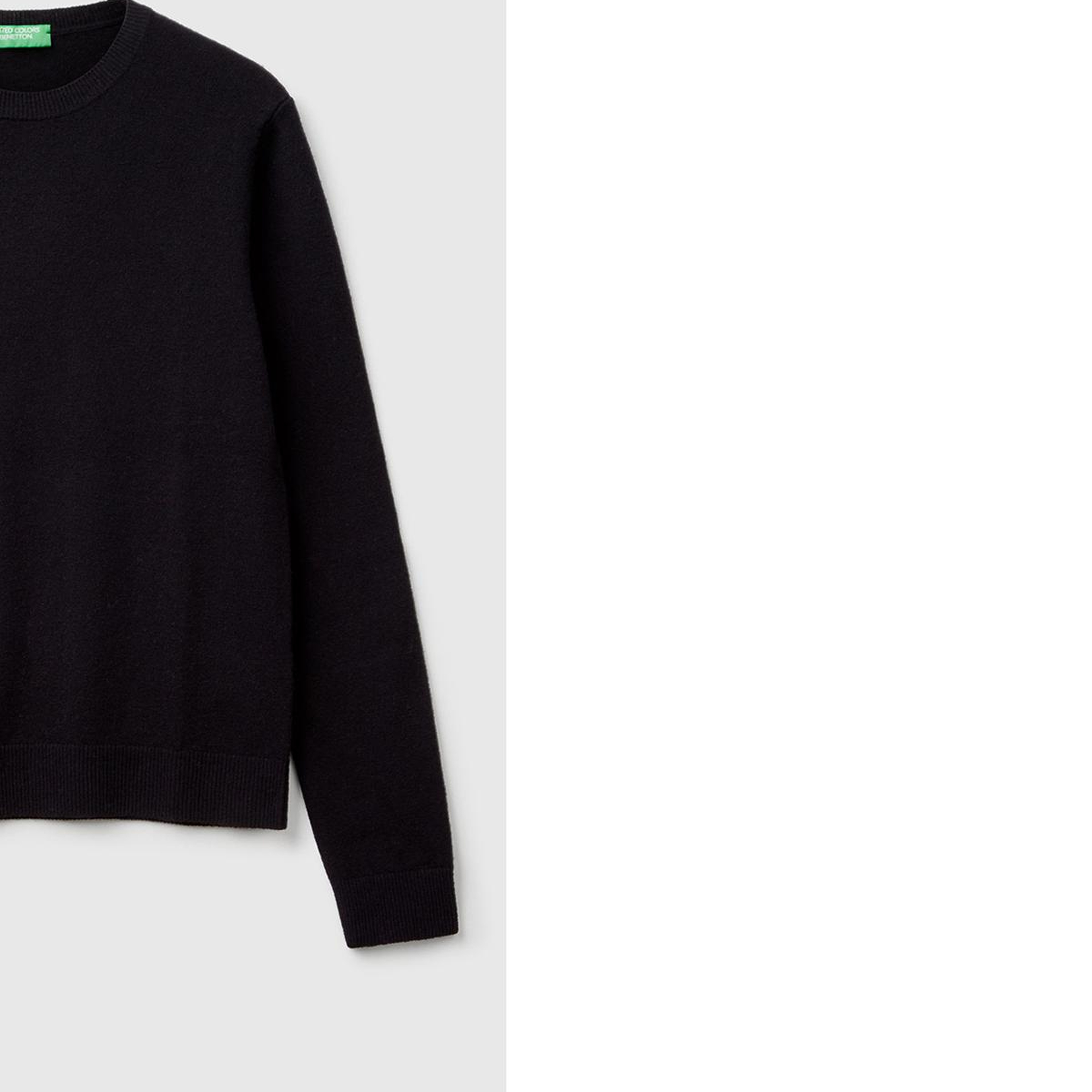 Kadın Siyah %100 Merino Bisiklet Yaka Kazak