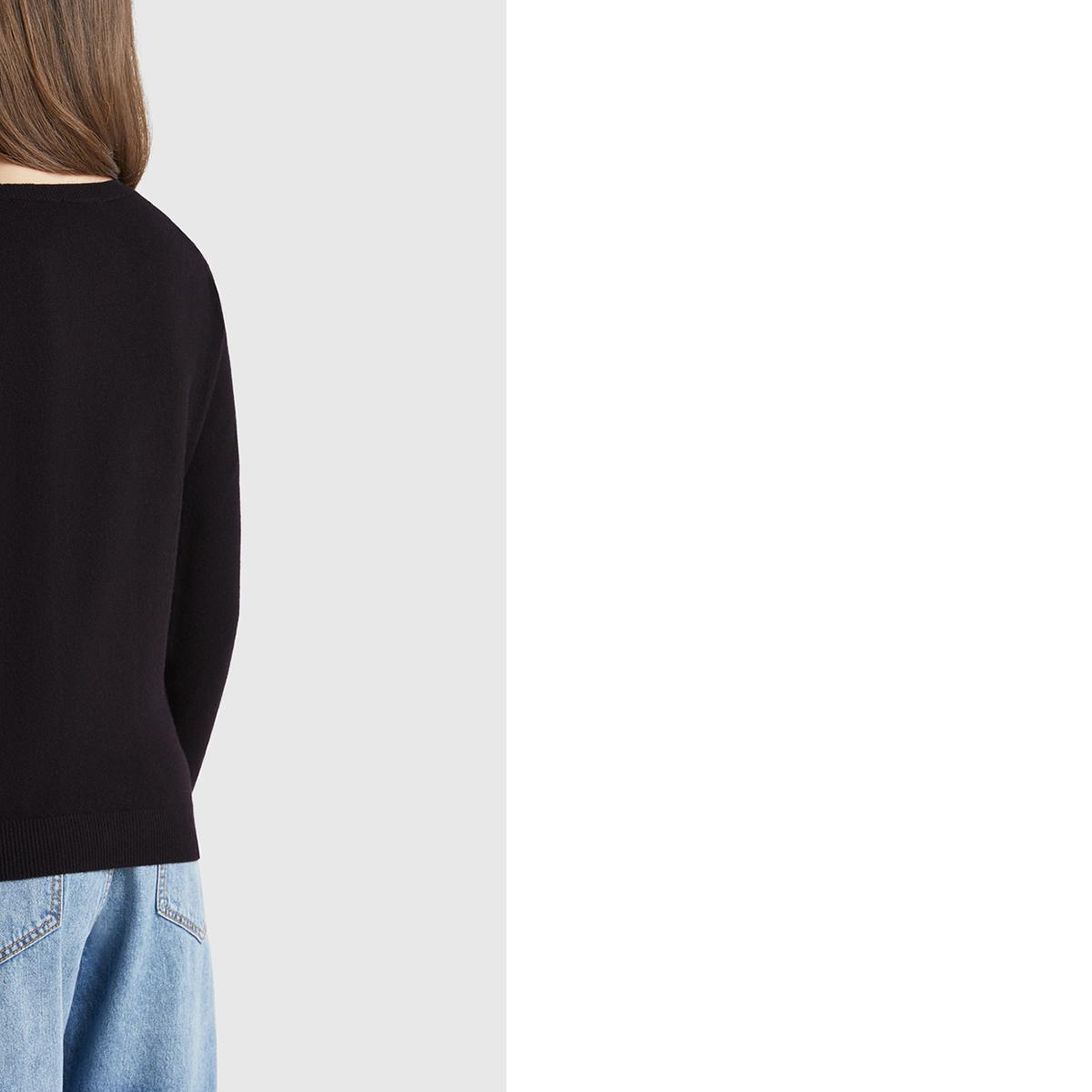 Kadın Siyah %100 Merino Bisiklet Yaka Kazak