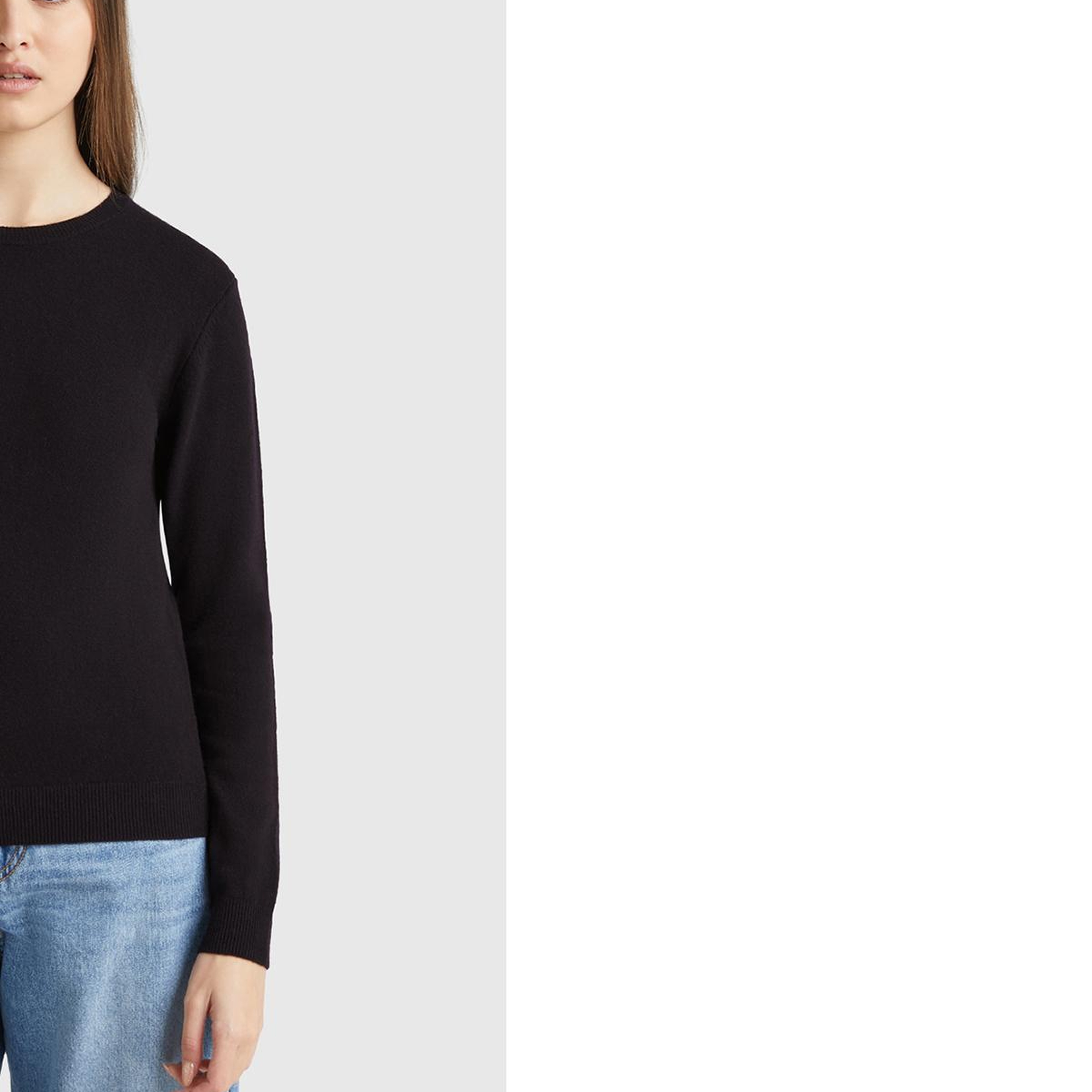 Kadın Siyah %100 Merino Bisiklet Yaka Kazak