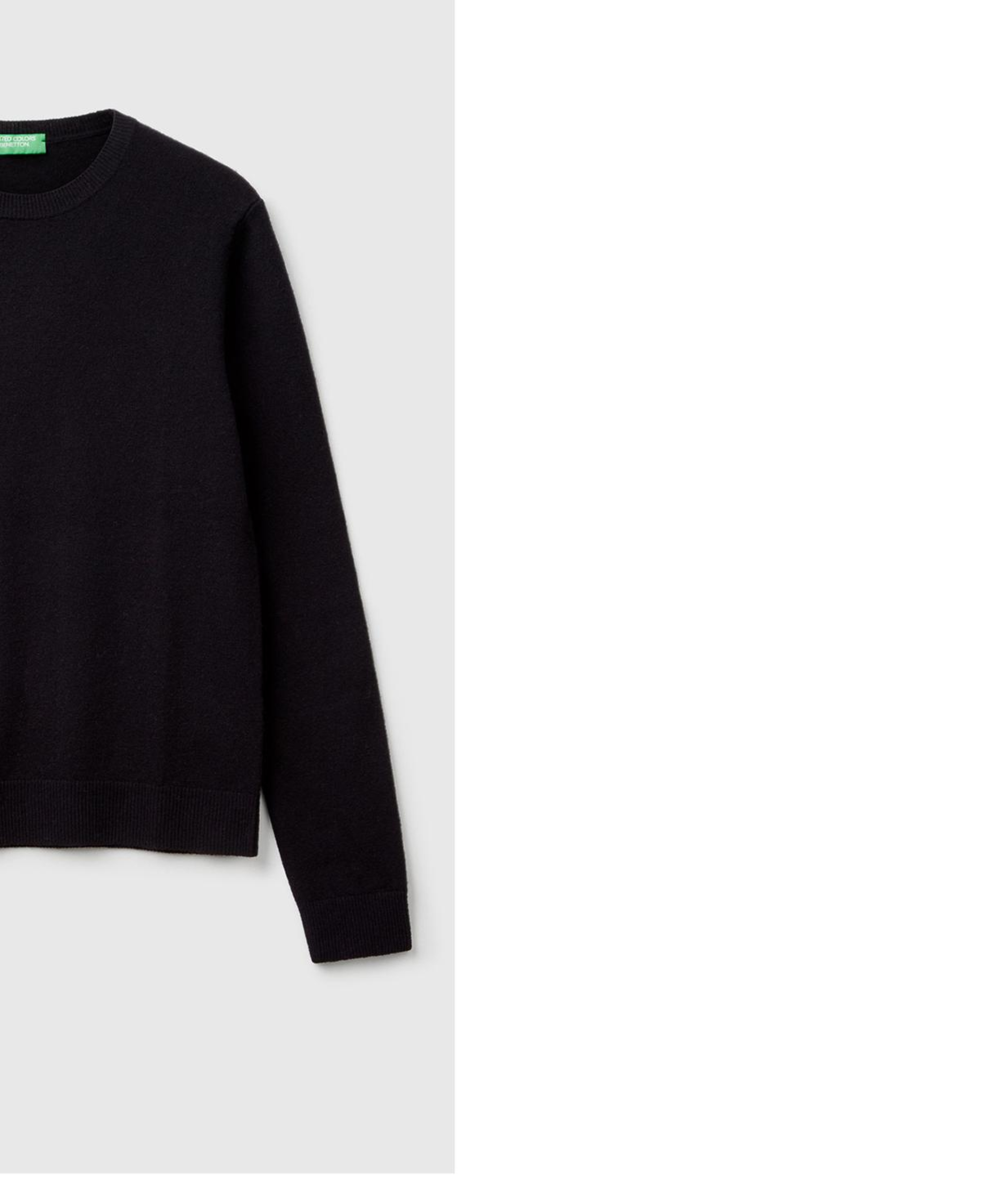 Kadın Siyah %100 Merino Bisiklet Yaka Kazak