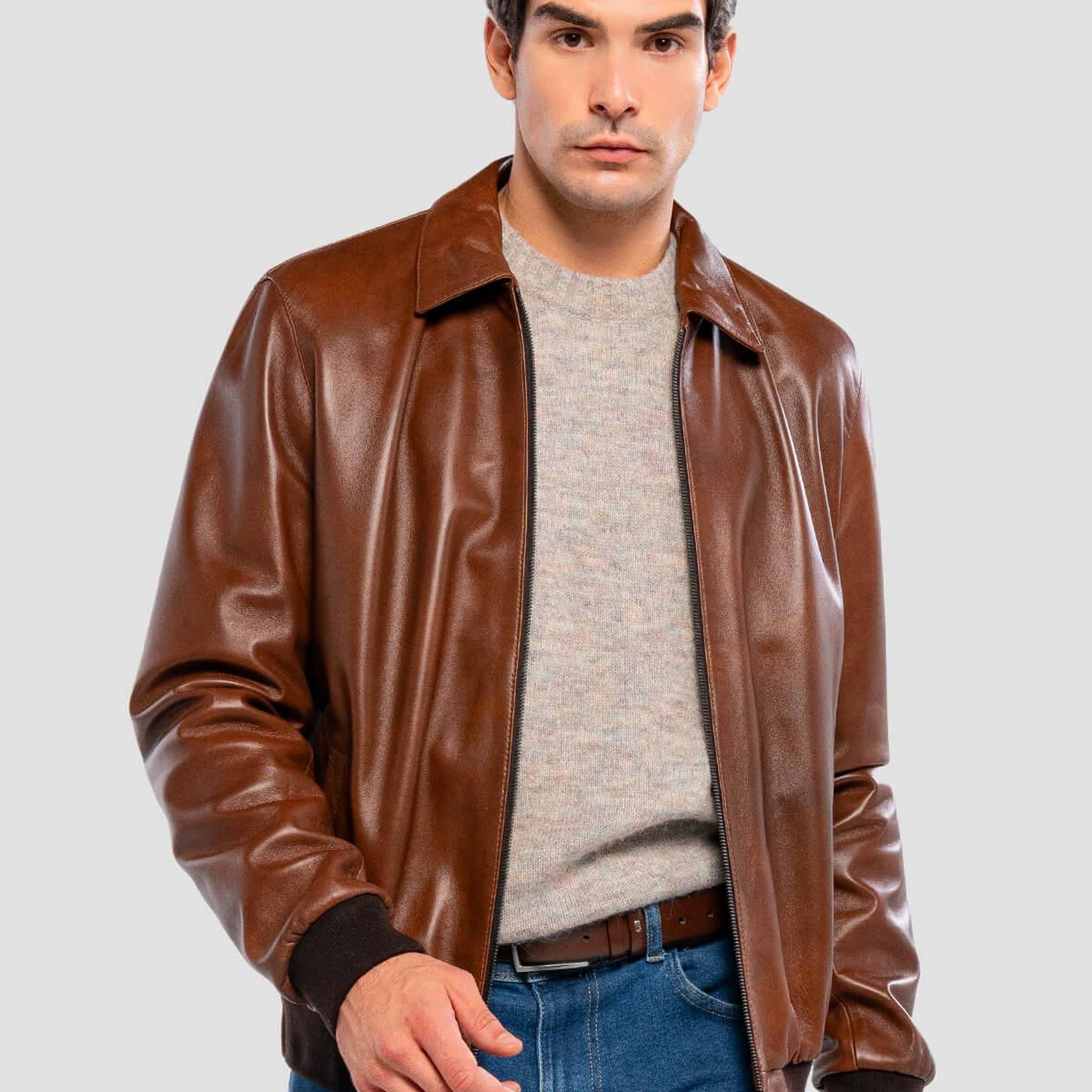 Tamer Tanca Erkek Hakiki Deri Fındık Deri Mont