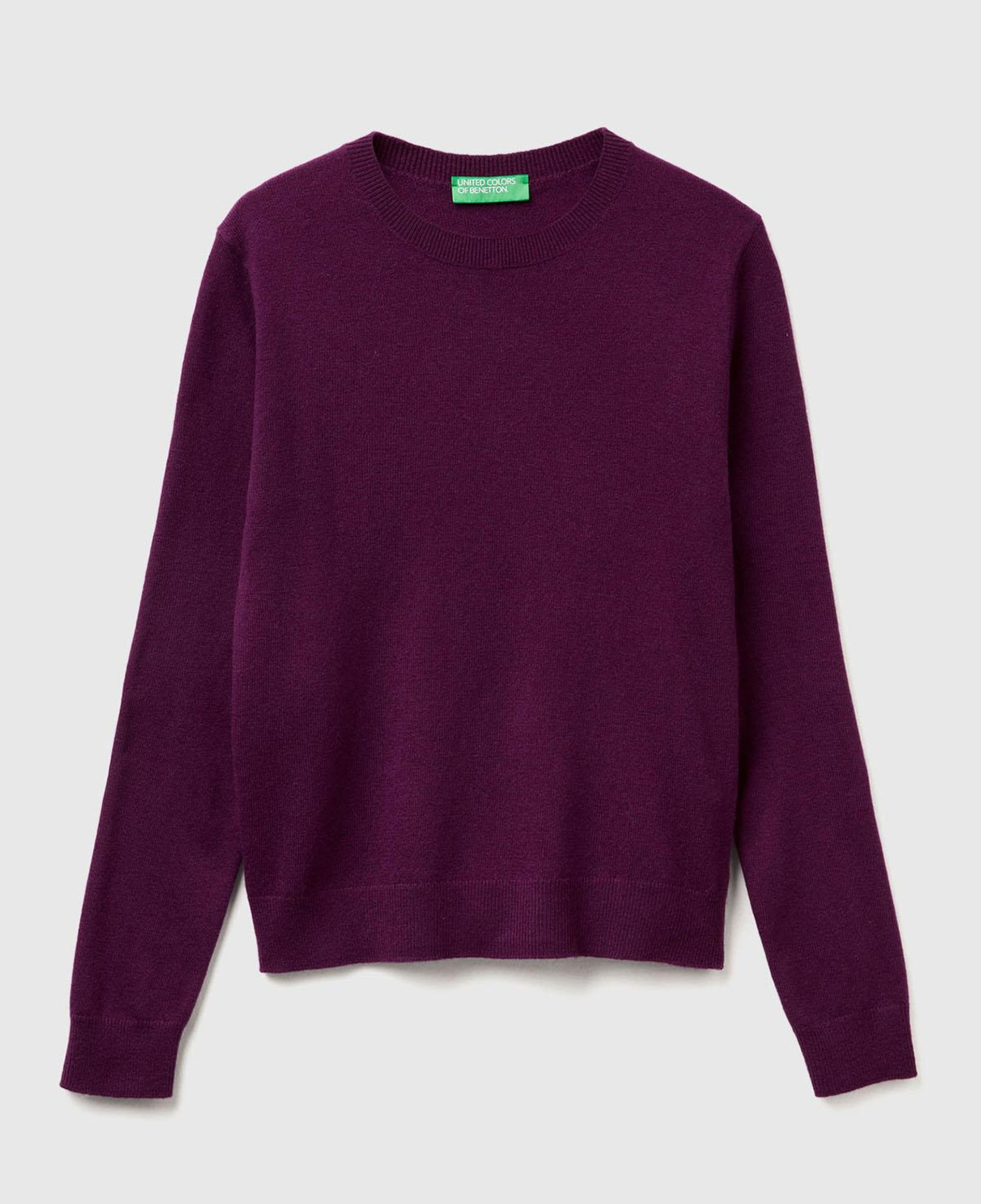 Kadın Mürdüm %100 Merino Bisiklet Yaka Kazak