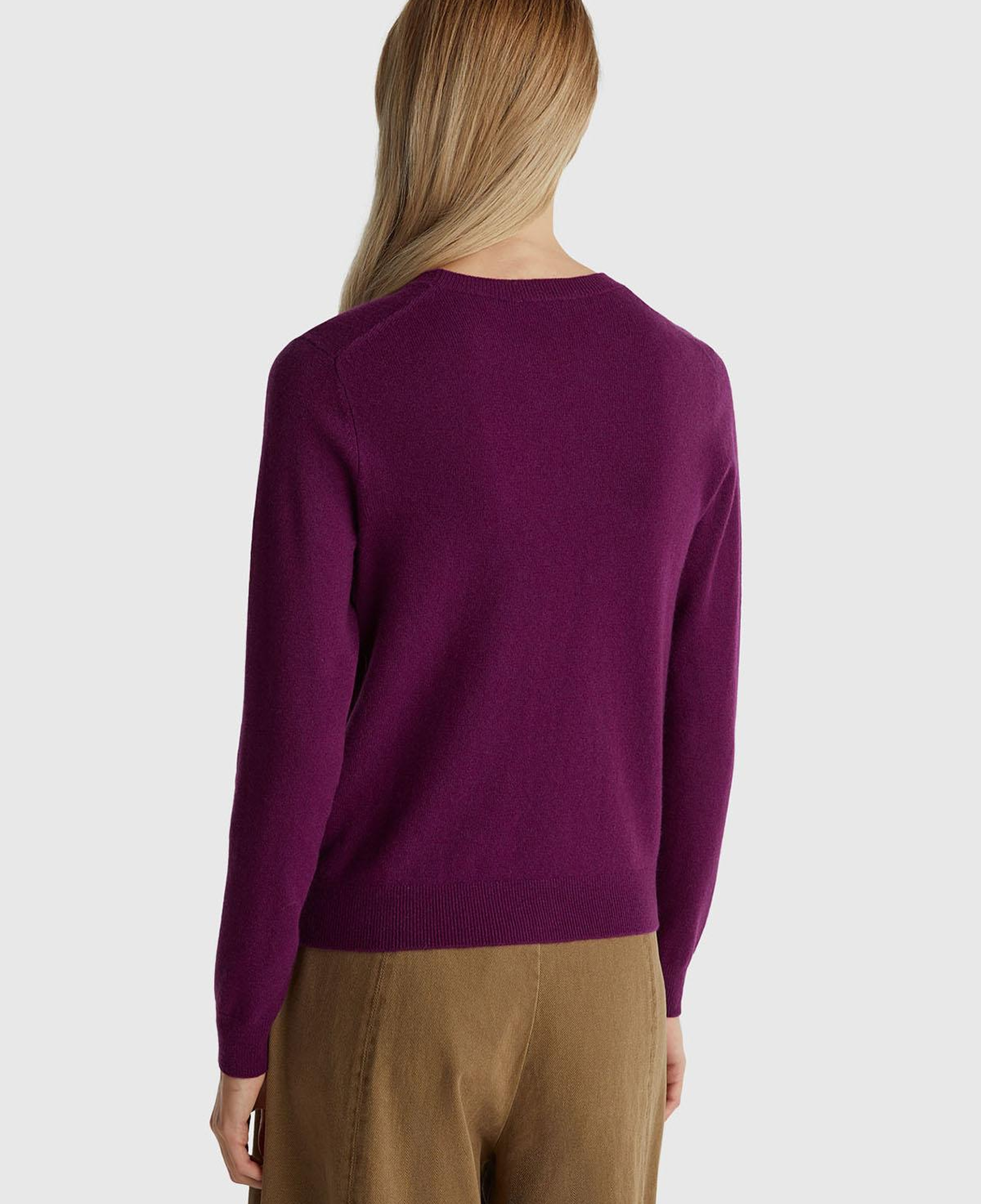 Kadın Mürdüm %100 Merino Bisiklet Yaka Kazak