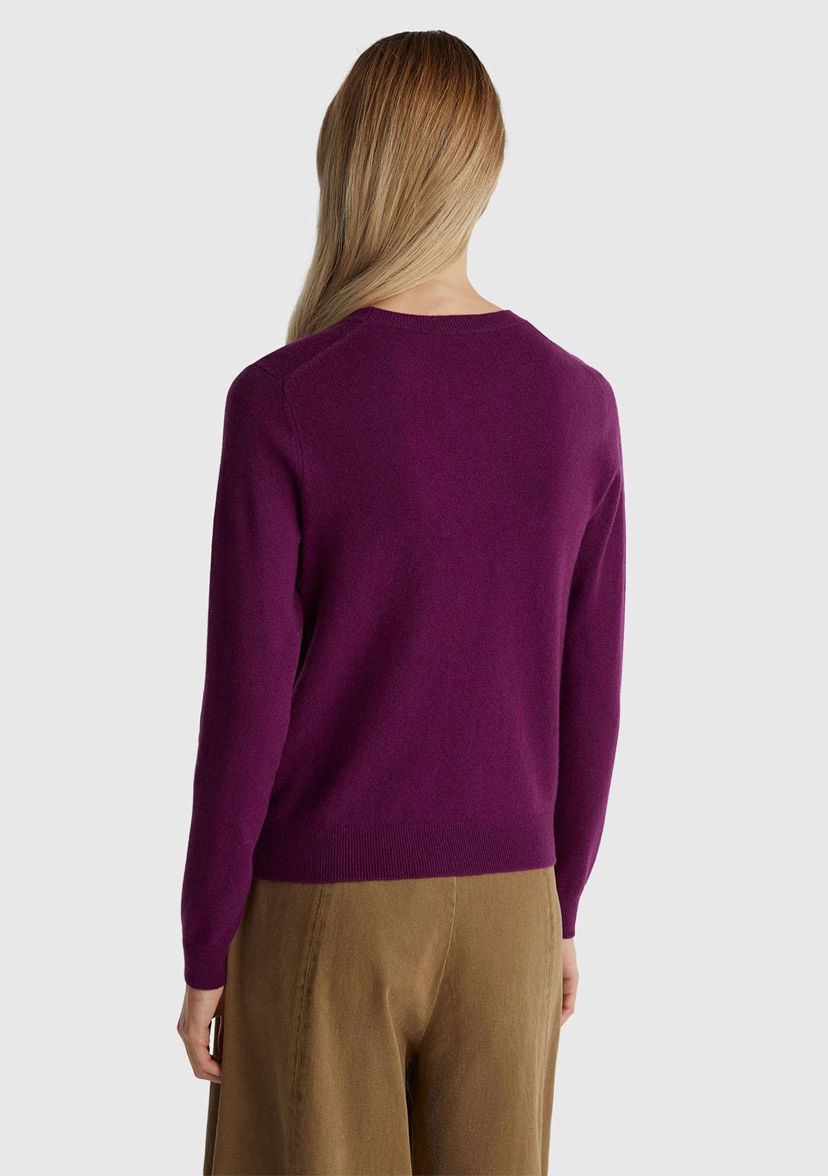 Kadın Mürdüm %100 Merino Bisiklet Yaka Kazak