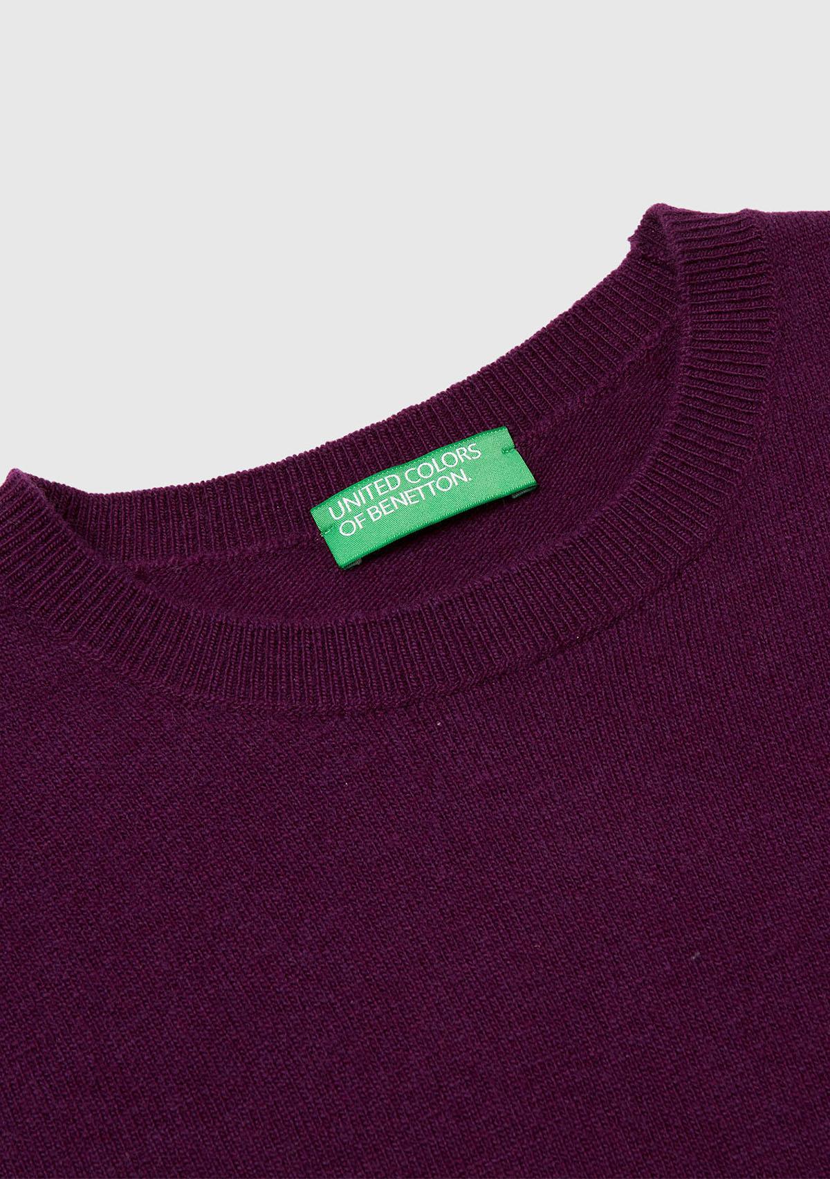 Kadın Mürdüm %100 Merino Bisiklet Yaka Kazak