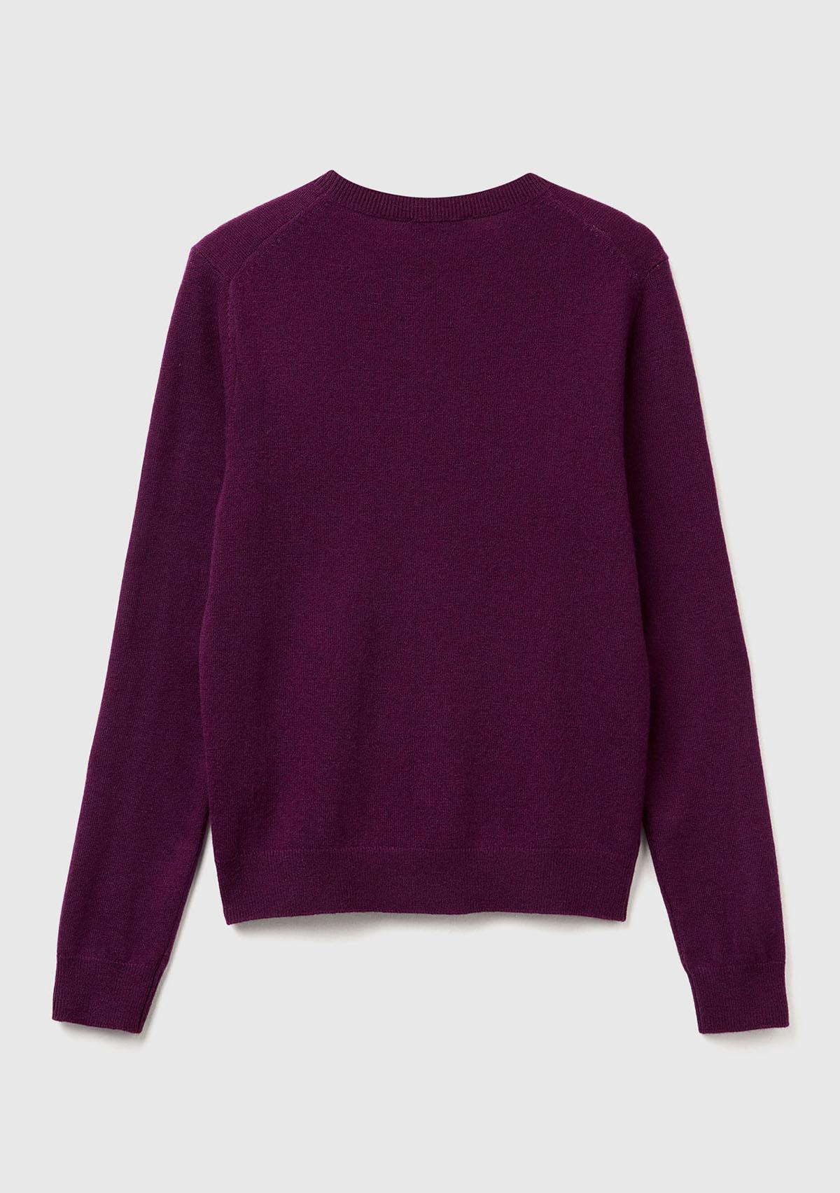 Kadın Mürdüm %100 Merino Bisiklet Yaka Kazak