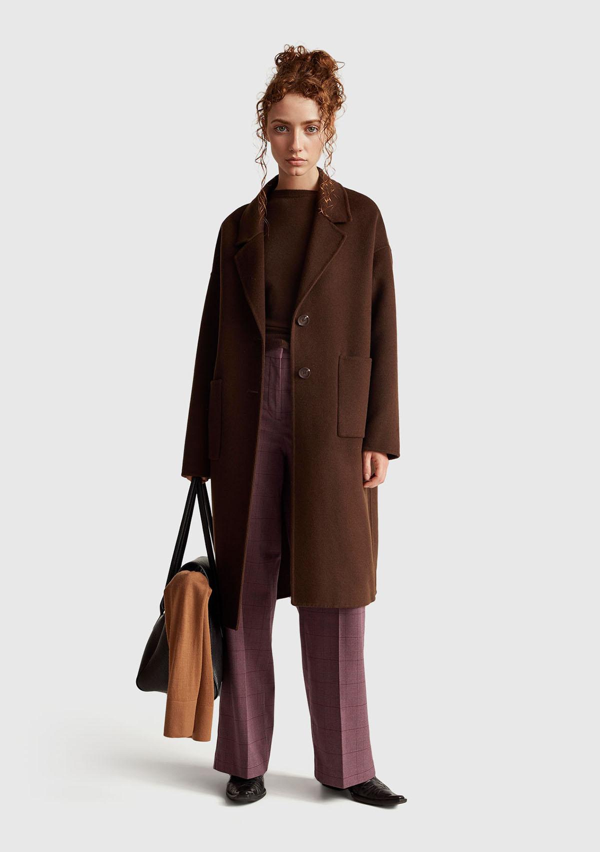 Kadın Koyu Kahverengi %100 Merino Bisiklet Yaka Kazak