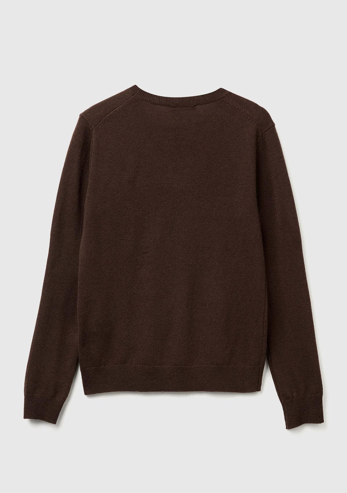 Kadın Koyu Kahverengi %100 Merino Bisiklet Yaka Kazak