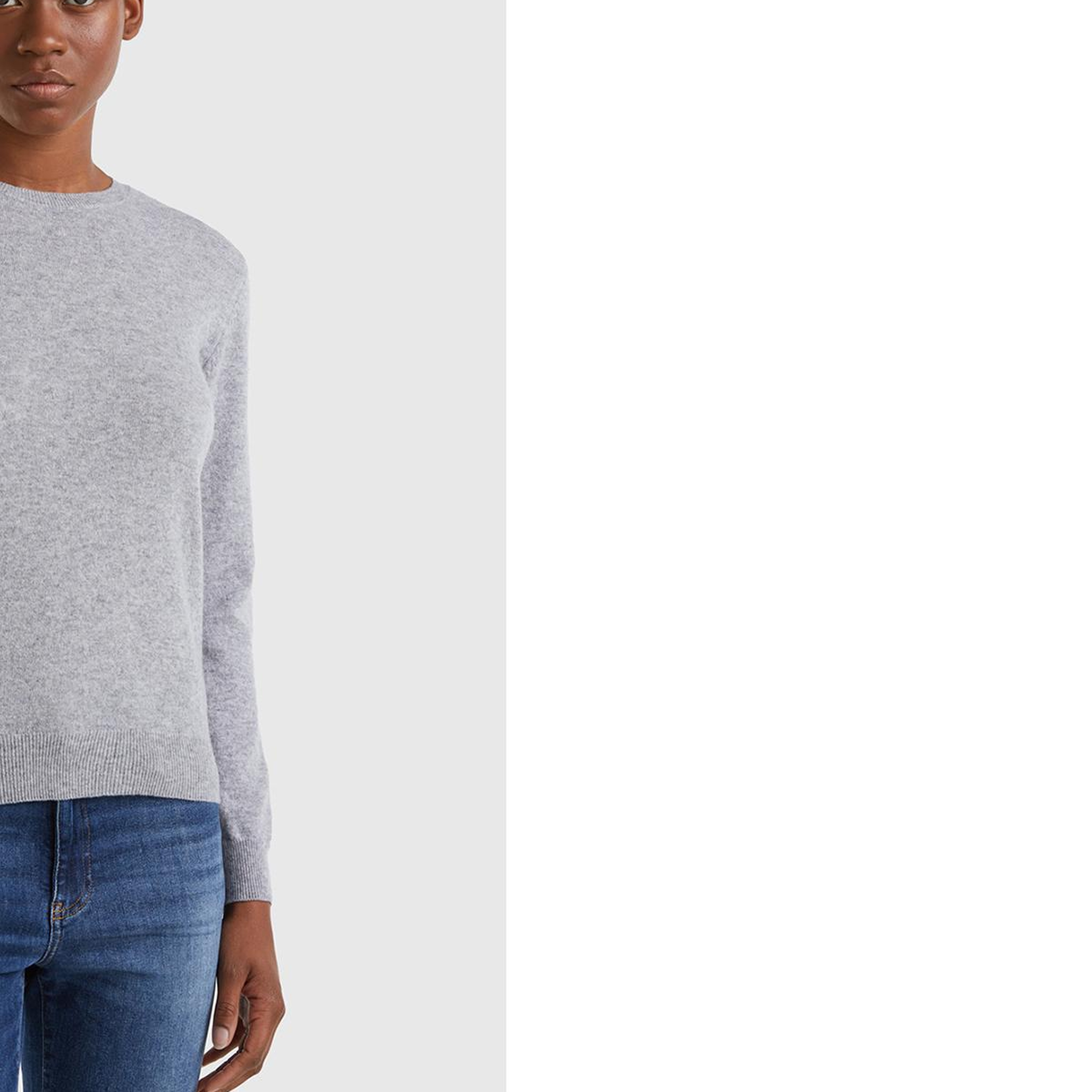 Kadın Gri Melanj %100 Merino Bisiklet Yaka Kazak