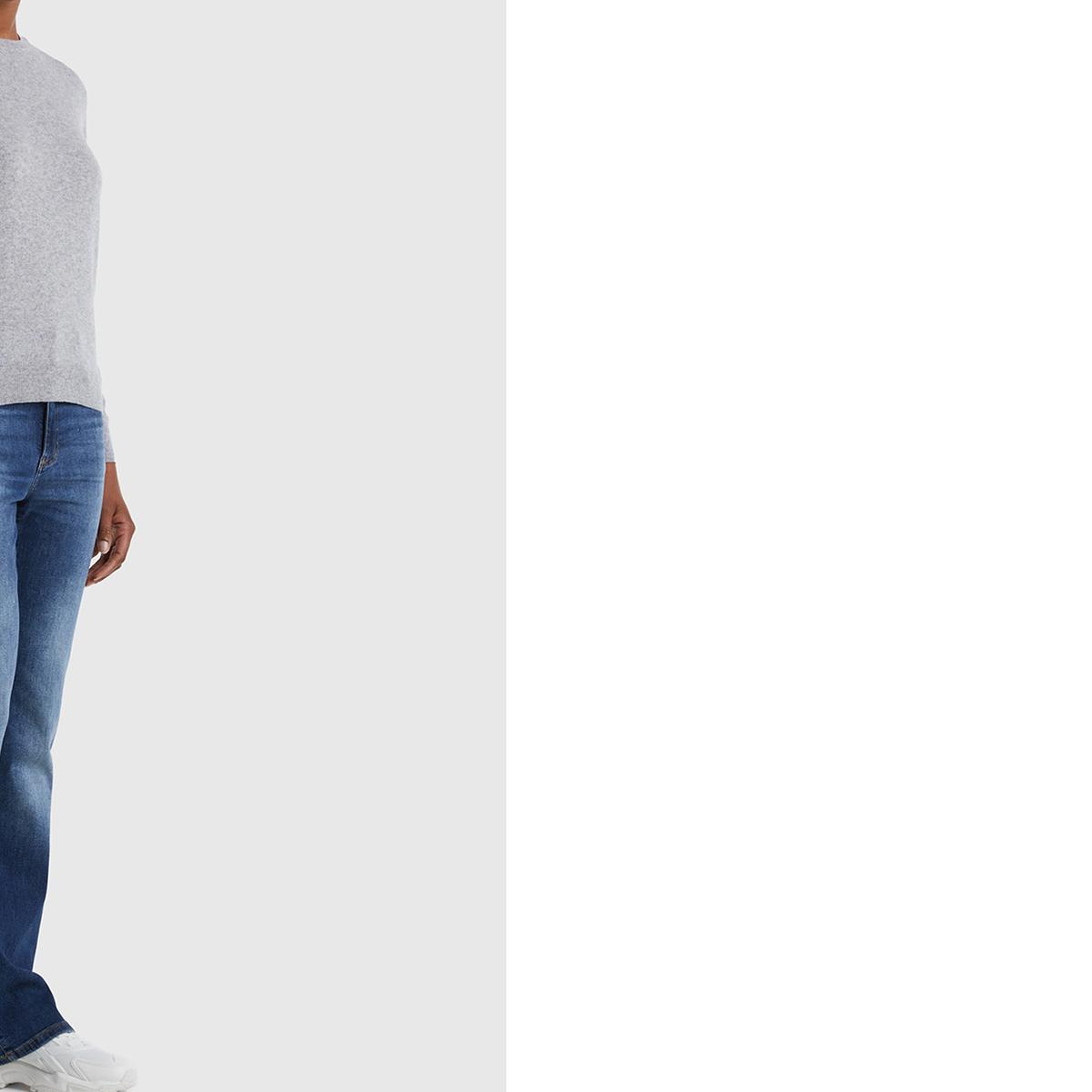 Kadın Gri Melanj %100 Merino Bisiklet Yaka Kazak