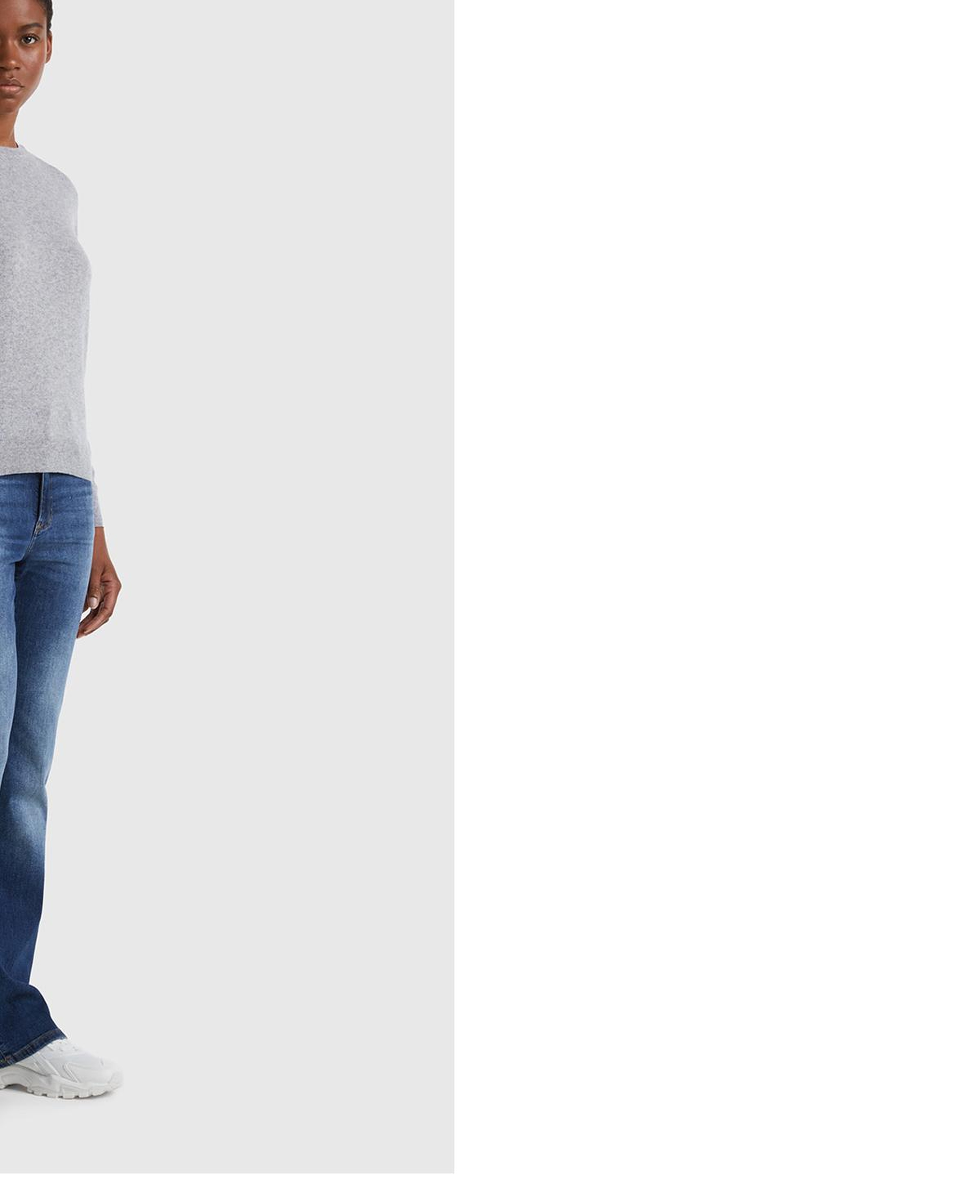 Kadın Gri Melanj %100 Merino Bisiklet Yaka Kazak