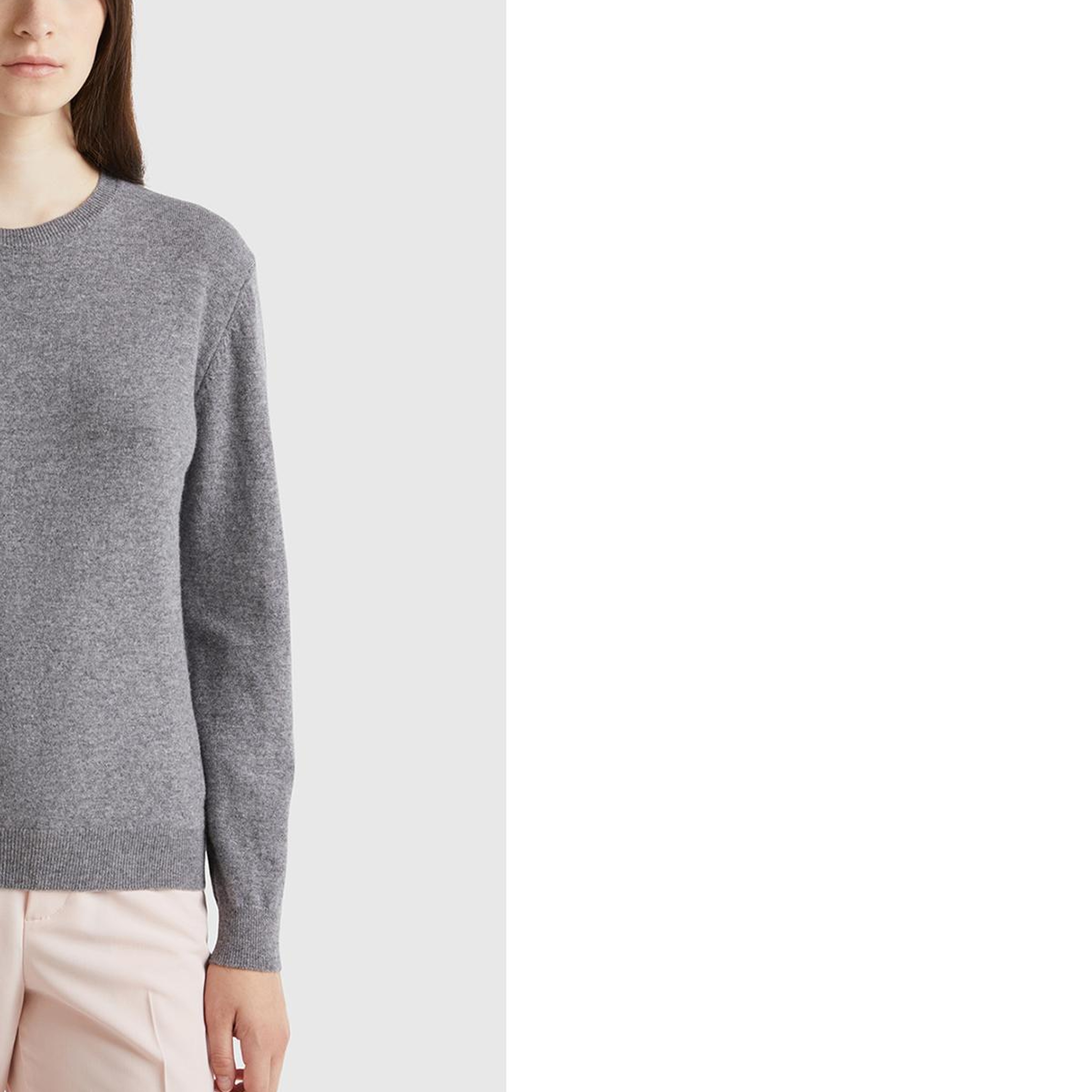 Kadın Antrasit Melanj %100 Merino Bisiklet Yaka Kazak