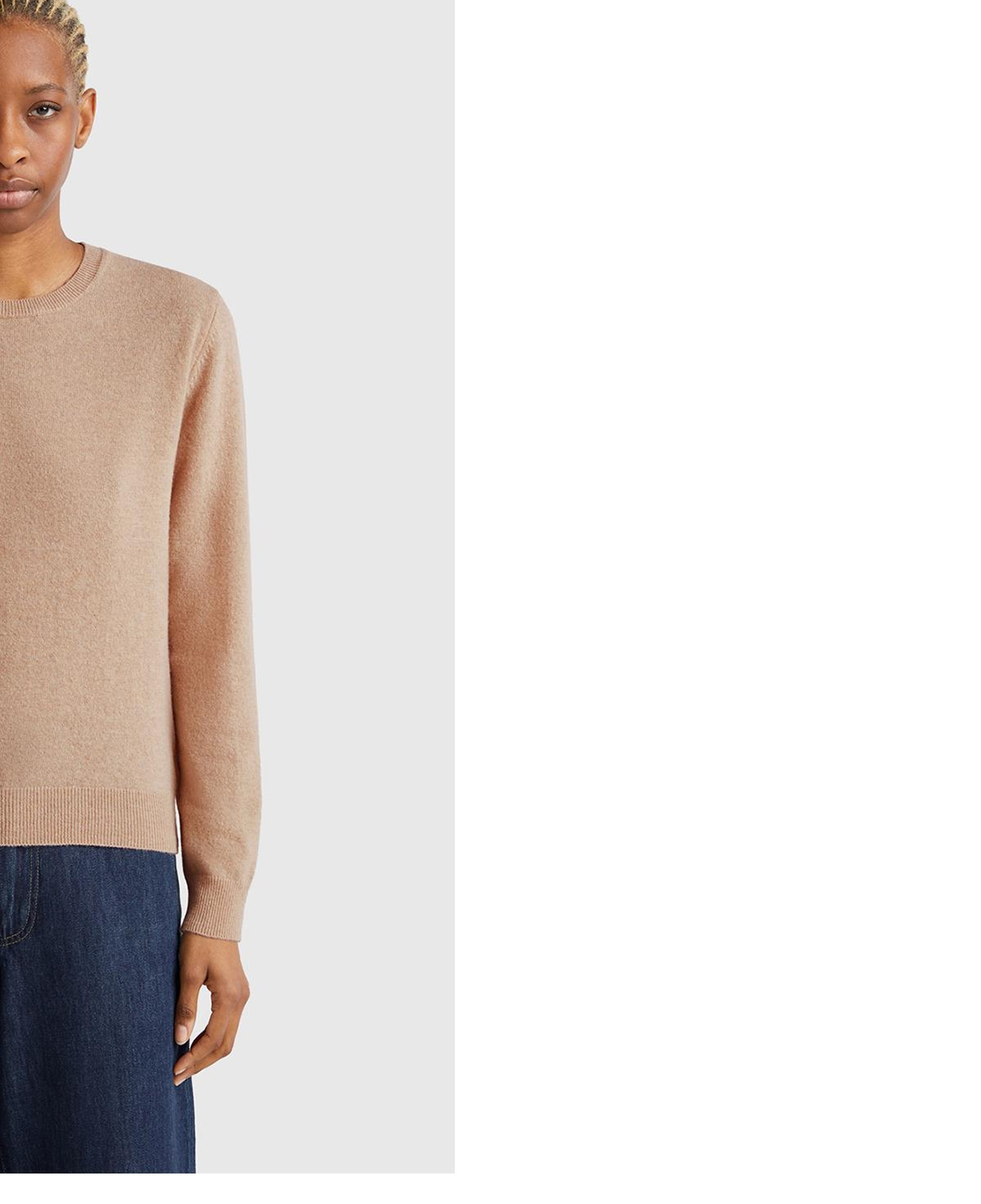 Kadın Ekru %100 Merino Bisiklet Yaka Kazak